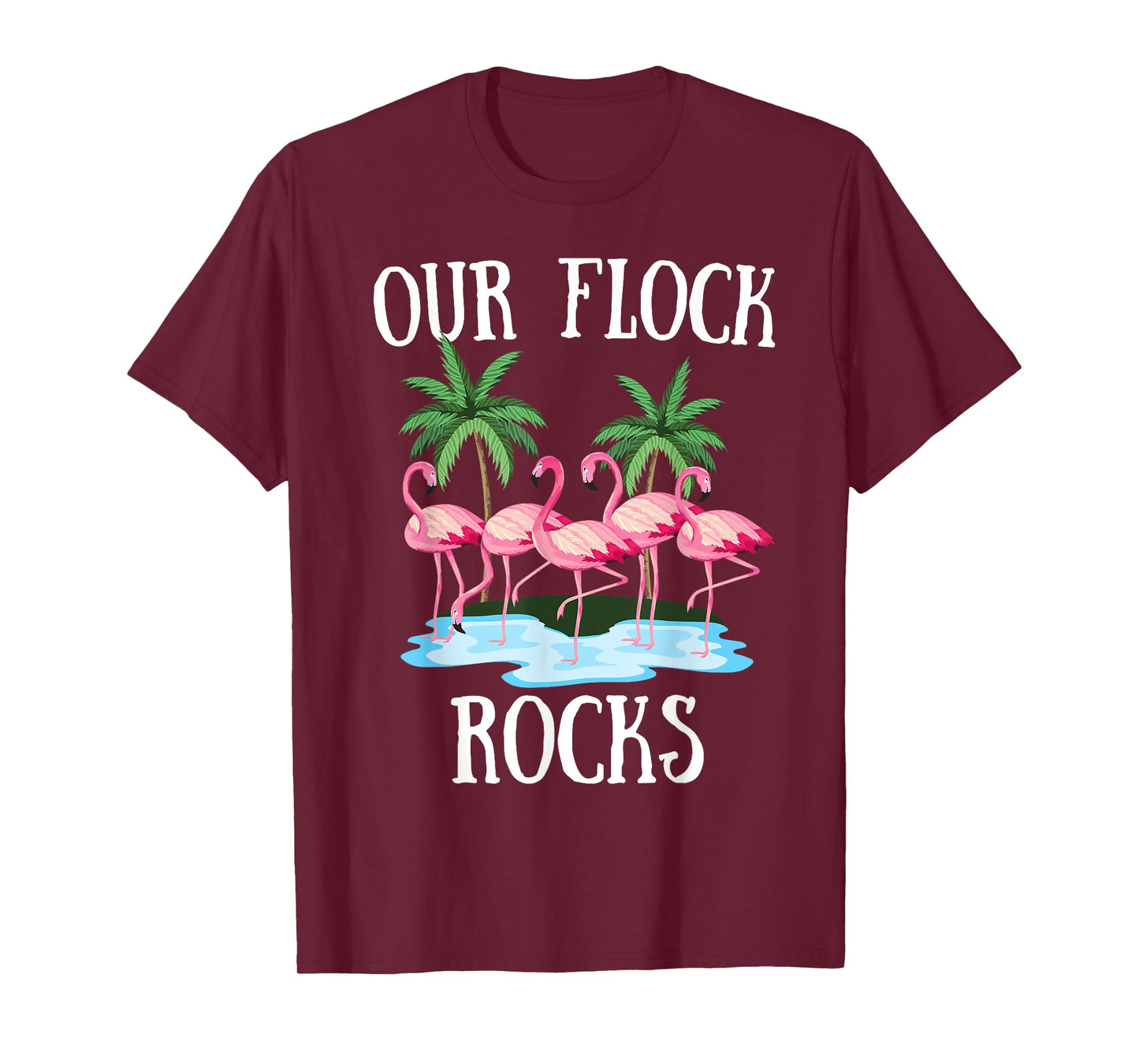Our Flock Rocks Flamingos Lover Family Vacation Group T-Shirt