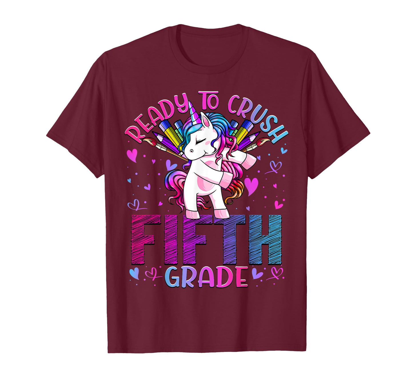 Ready to Crush Fifth 5th Grade Back To School Unicorn Kids T-Shirt
