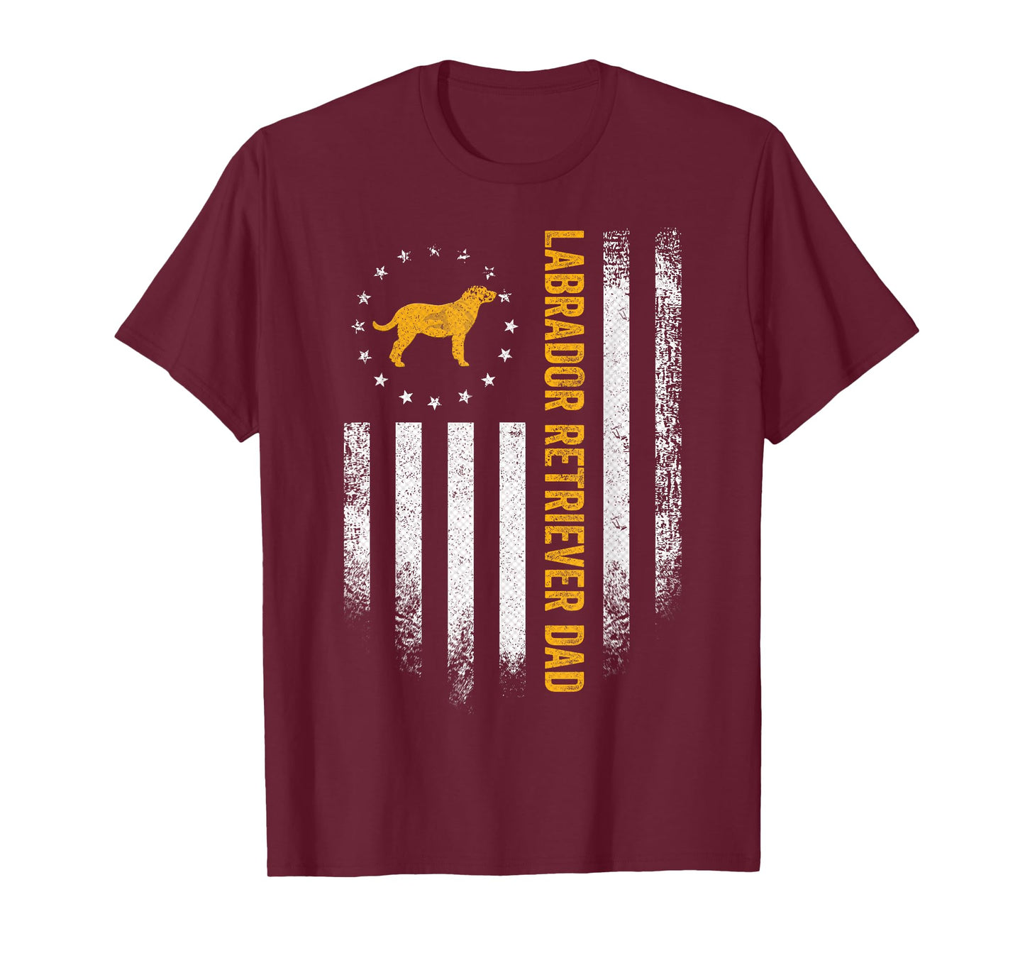 Vintage USA Flag Proud Labrador Retriever Dad Lab Silhouette T-Shirt