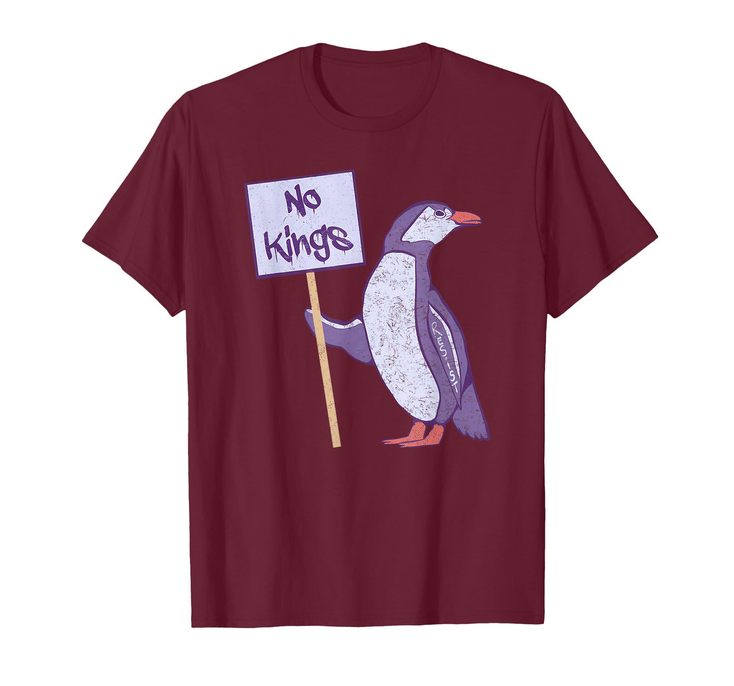 Funny Heard Island Penguins No Kings In America Purple T-Shirt