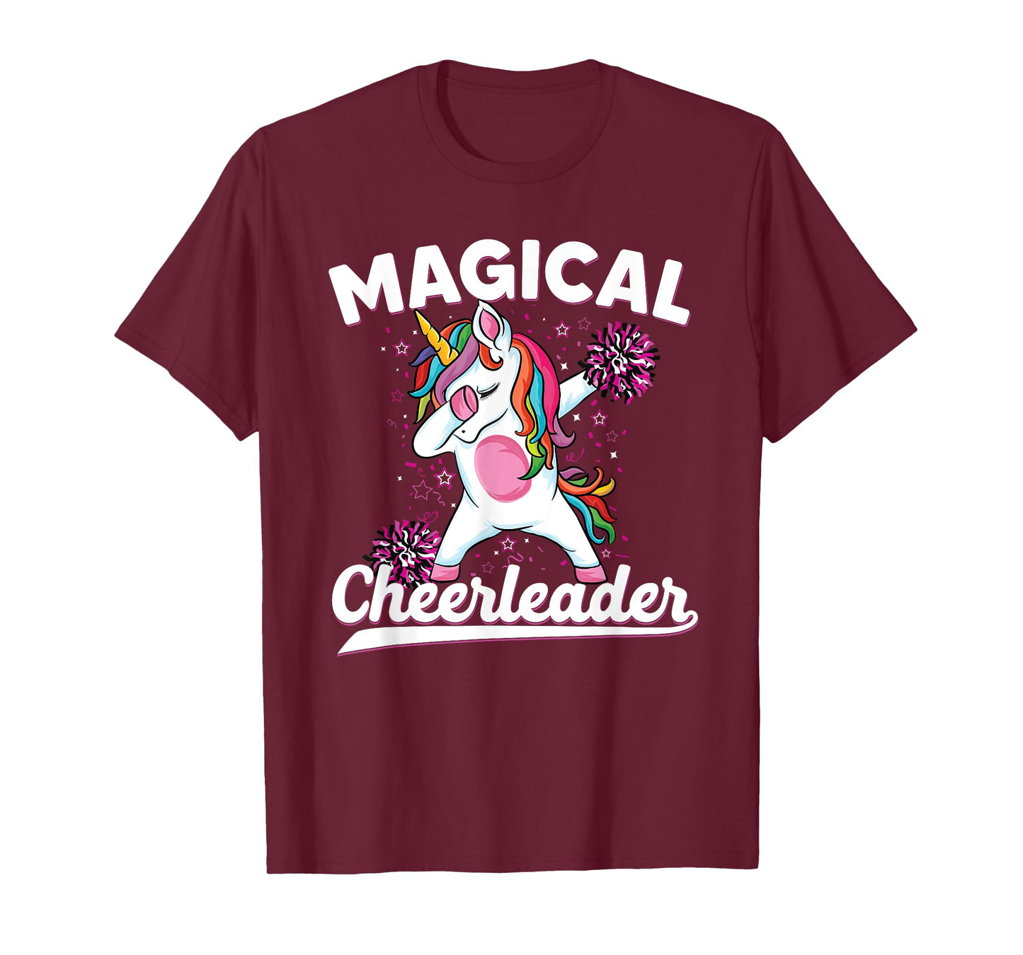 Magical cute dabbing unicorn cheerleader Funny Cheerleading T-Shirt