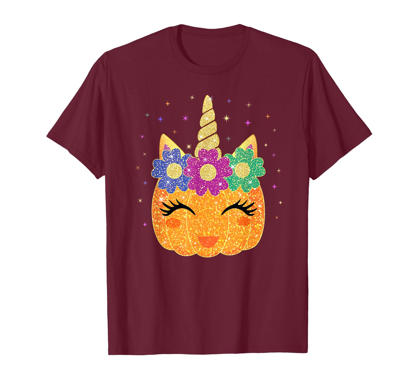 Unicorn Pumpkin Halloween Thanksgiving Girls Kids T-Shirt