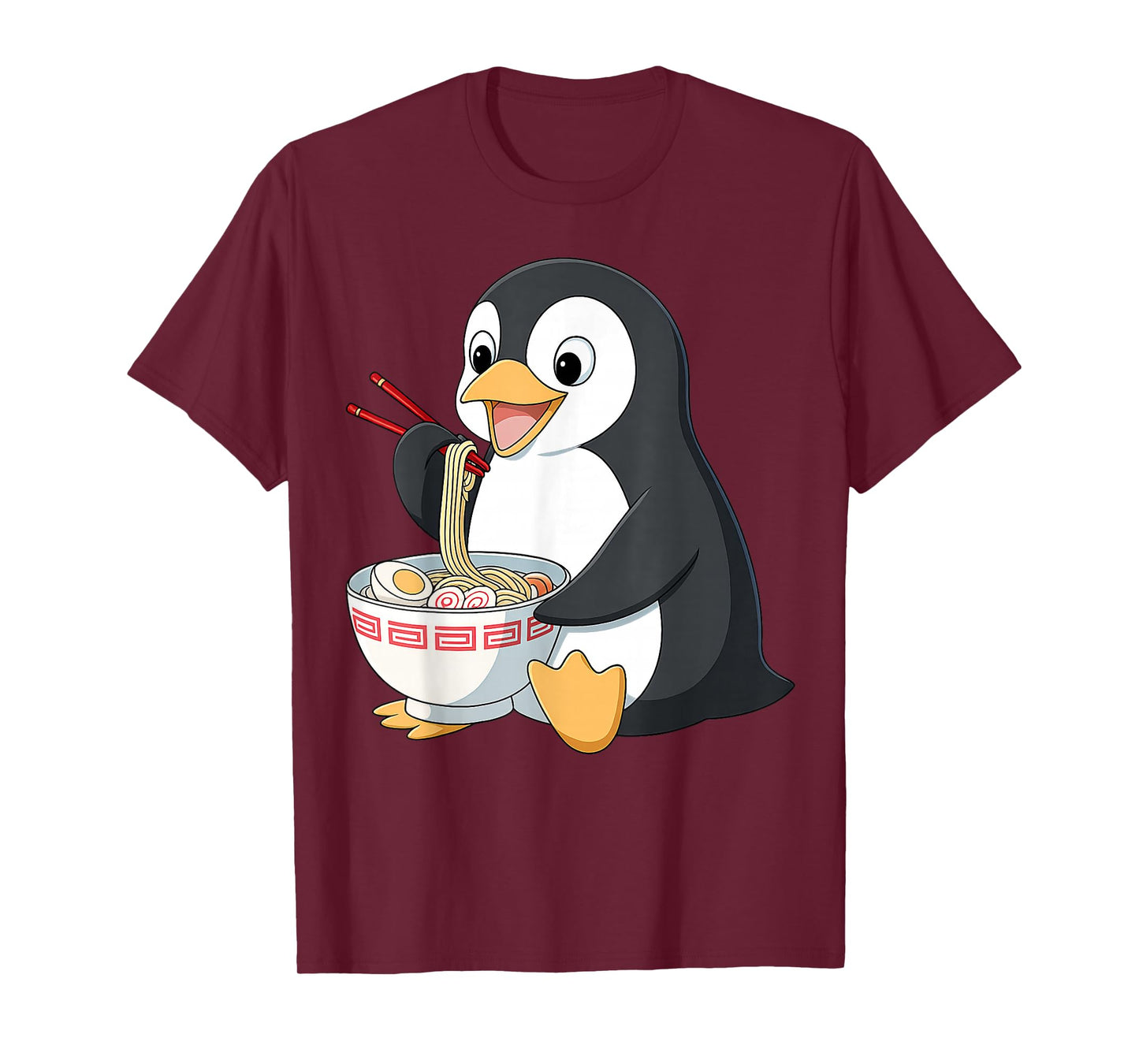 Anime Kawaii Penguin Eating Ramen Noodle Gifts Men Women Kid T-Shirt