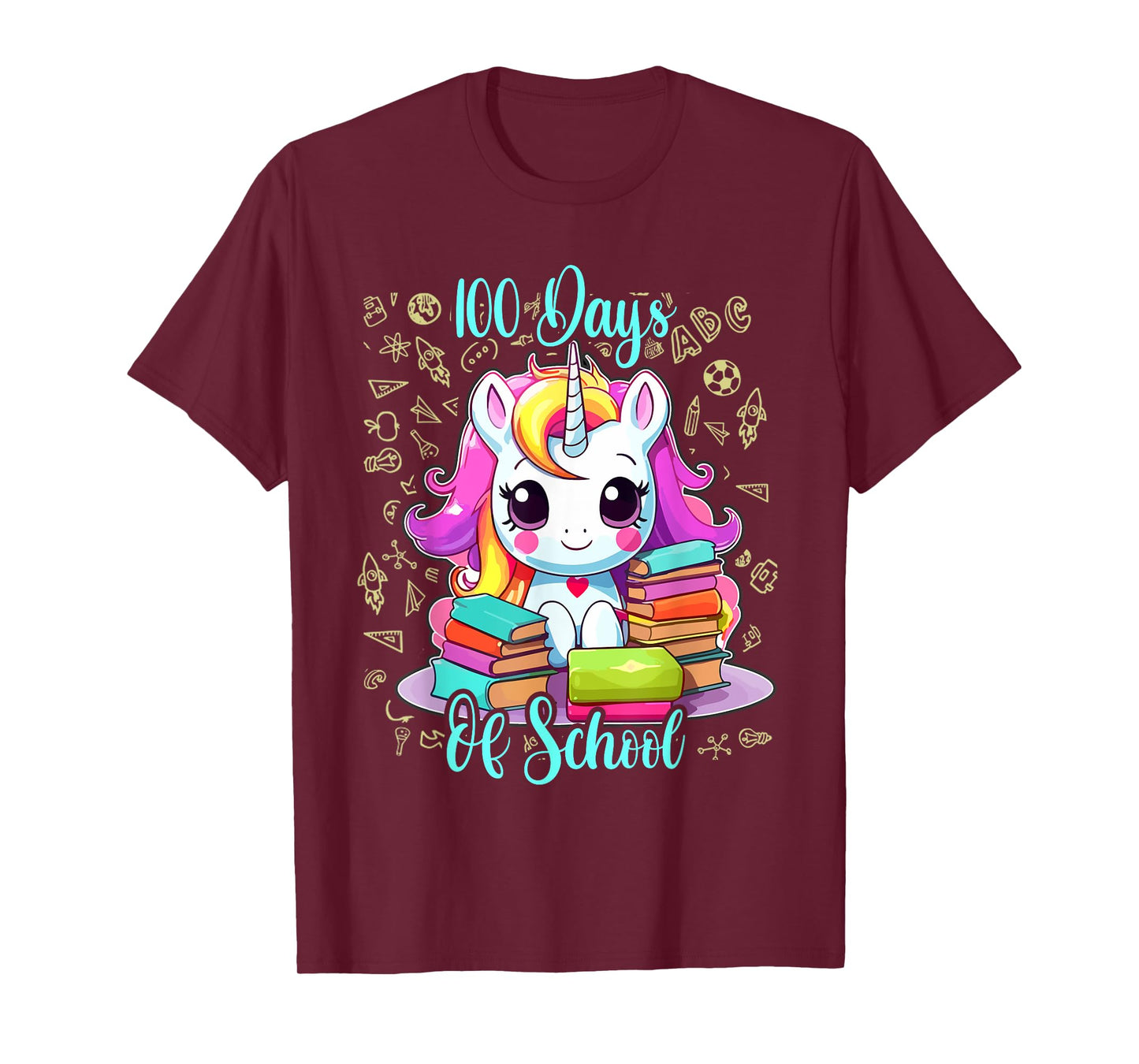 100 Days Of School Unicorn Shirt Girls, 100th Day Of School T-Shirt