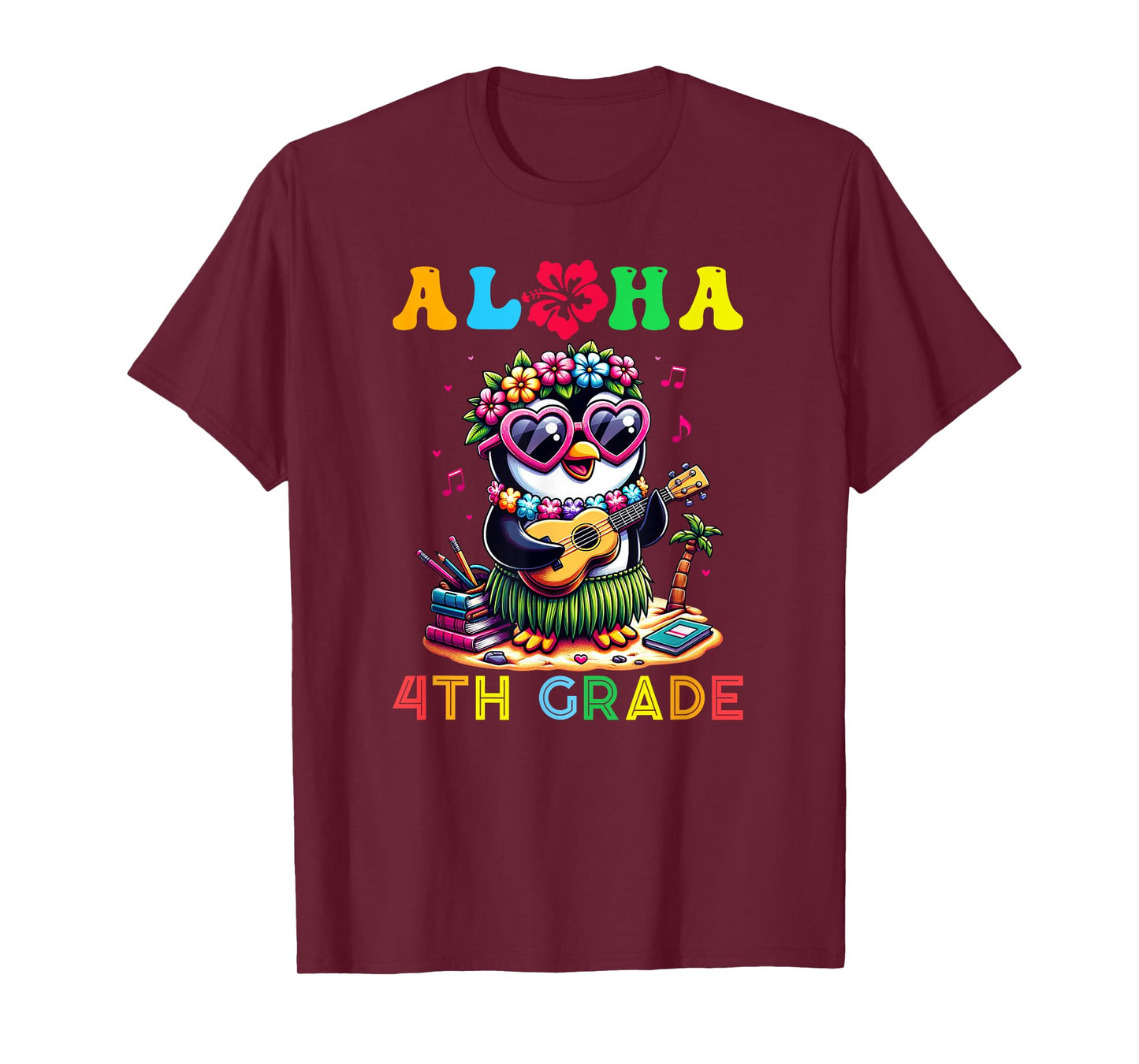 Aloha Fourth Grade Penguin Hawaii Back to School Kids Girl T-Shirt