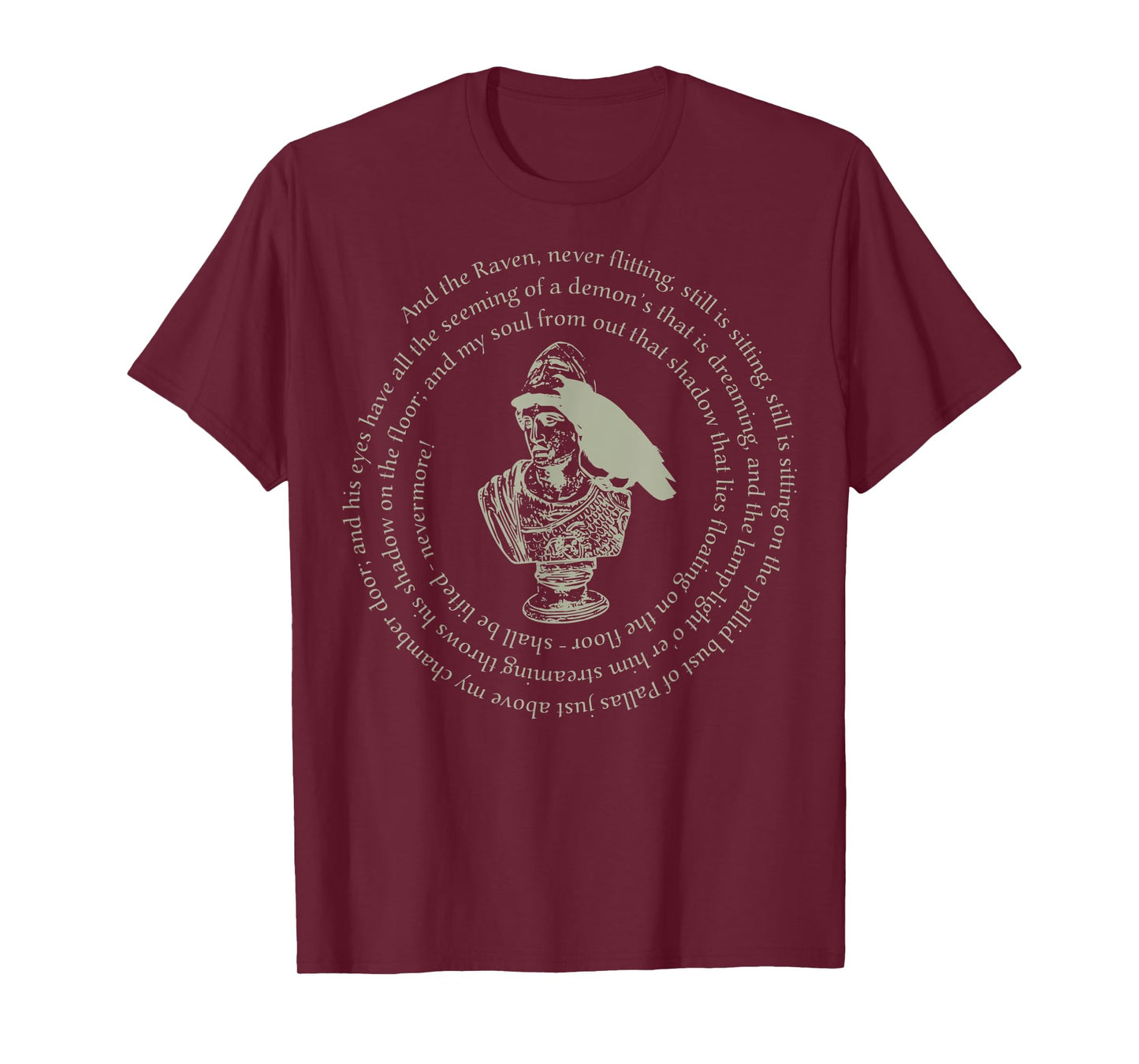 Edgar Allan Poe Raven Poem - Bust Of Pallas Athena 2 T-Shirt