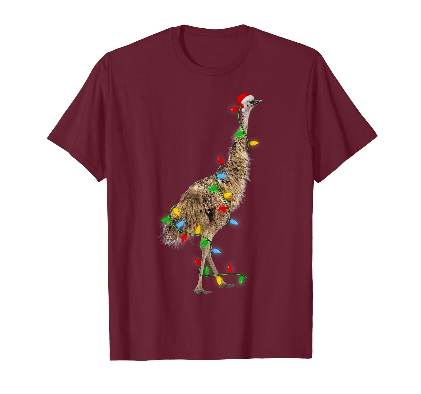 Emu Bird Xmas Lighting Holiday Santa Emu Christmas T-Shirt