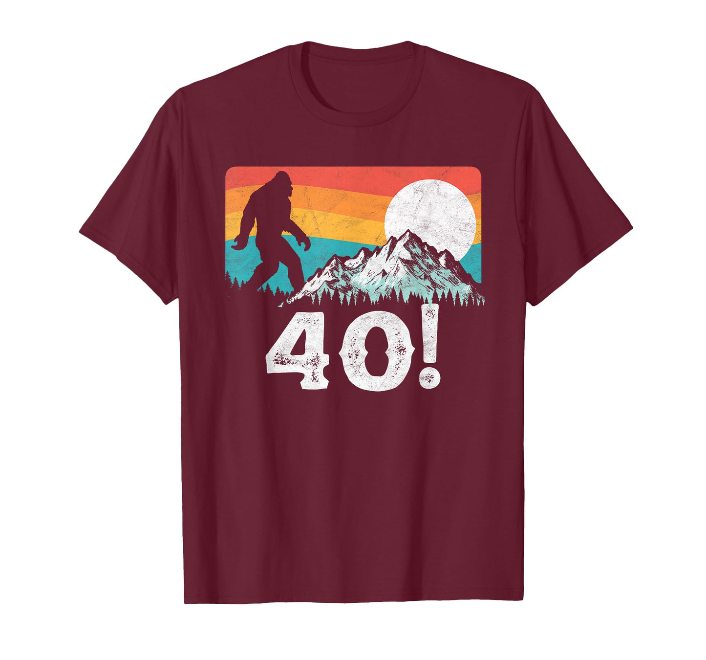 Funny Bigfoot Mountains 40th Birthday Vintage Graphic T-Shirt
