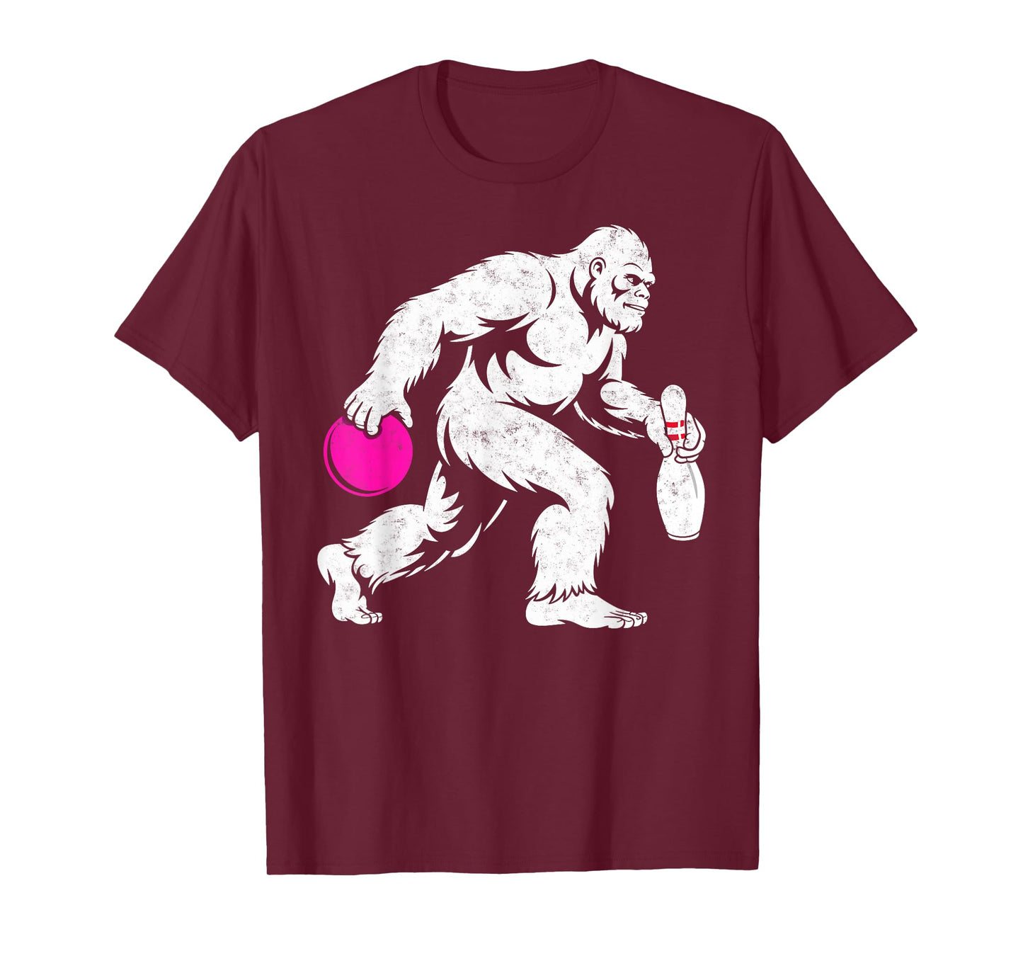 Susquatch Bigfoot Pin Ball Joke Bowler Funny Bowling Team T-Shirt