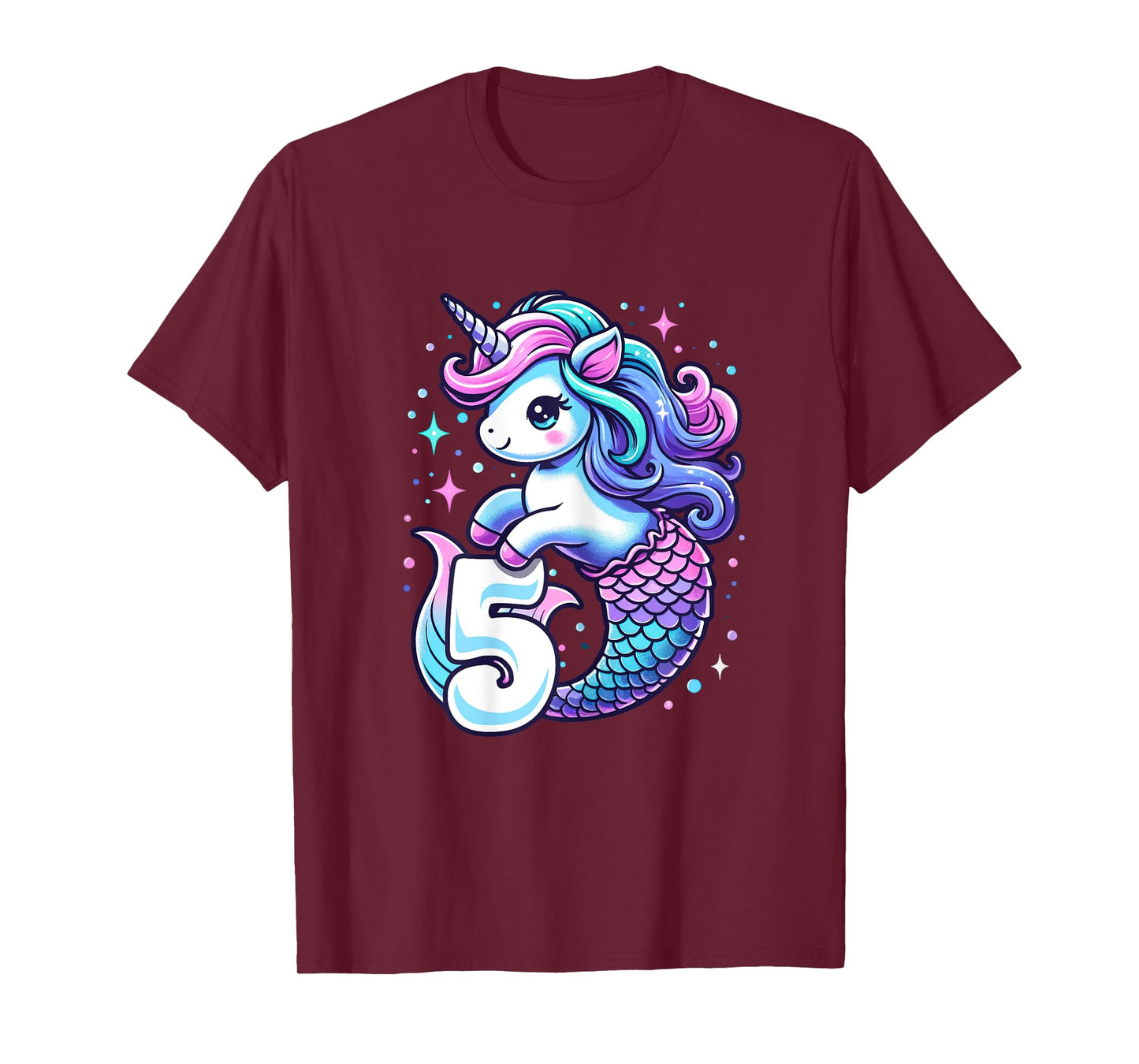 Unicorn Mermaid 5th Birthday 5 Year Old Party Girls Outfit T-Shirt