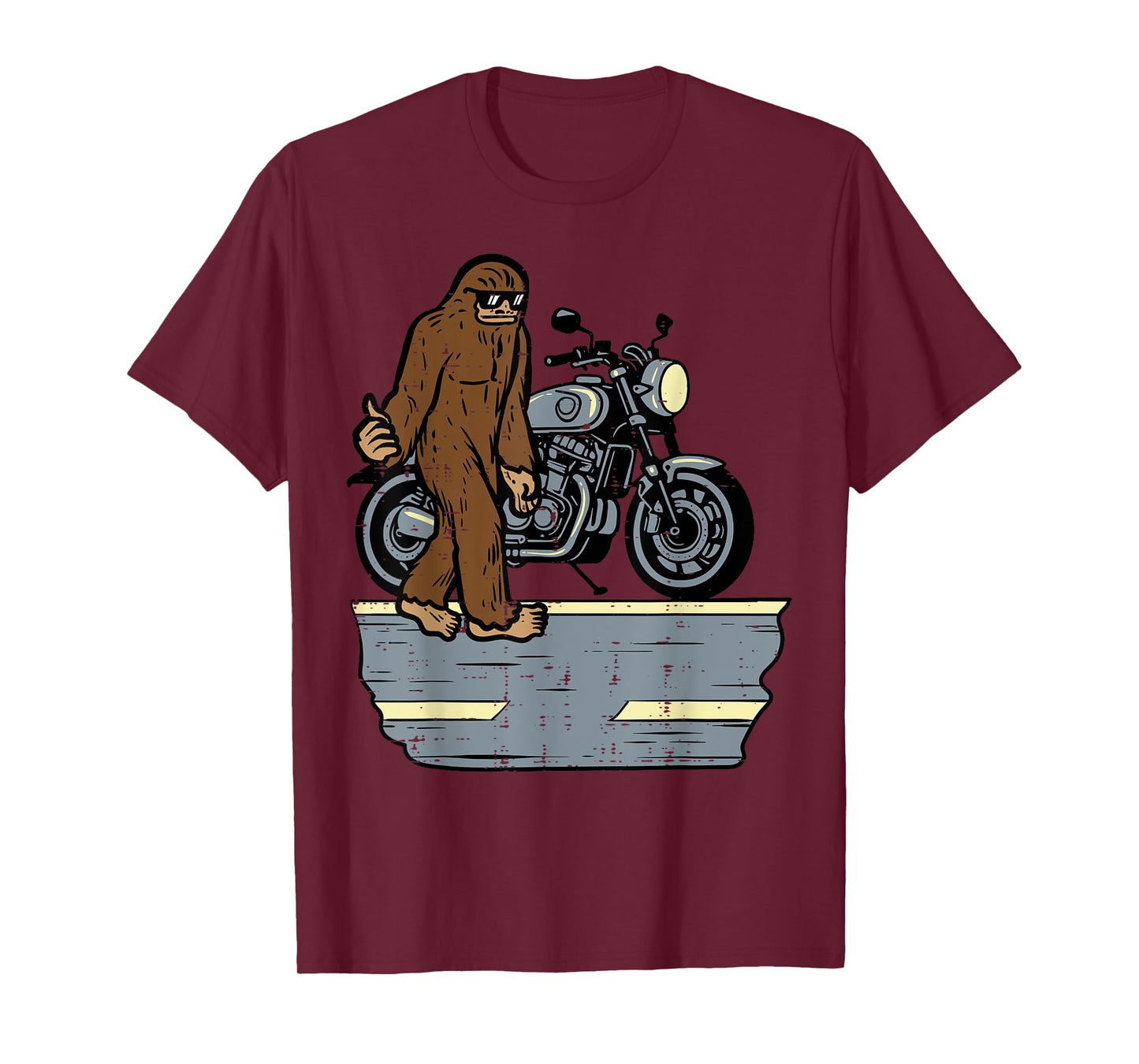 Biker Bigfoot Sasquatch Motorcycle Motorbike Men Kids Women T-Shirt