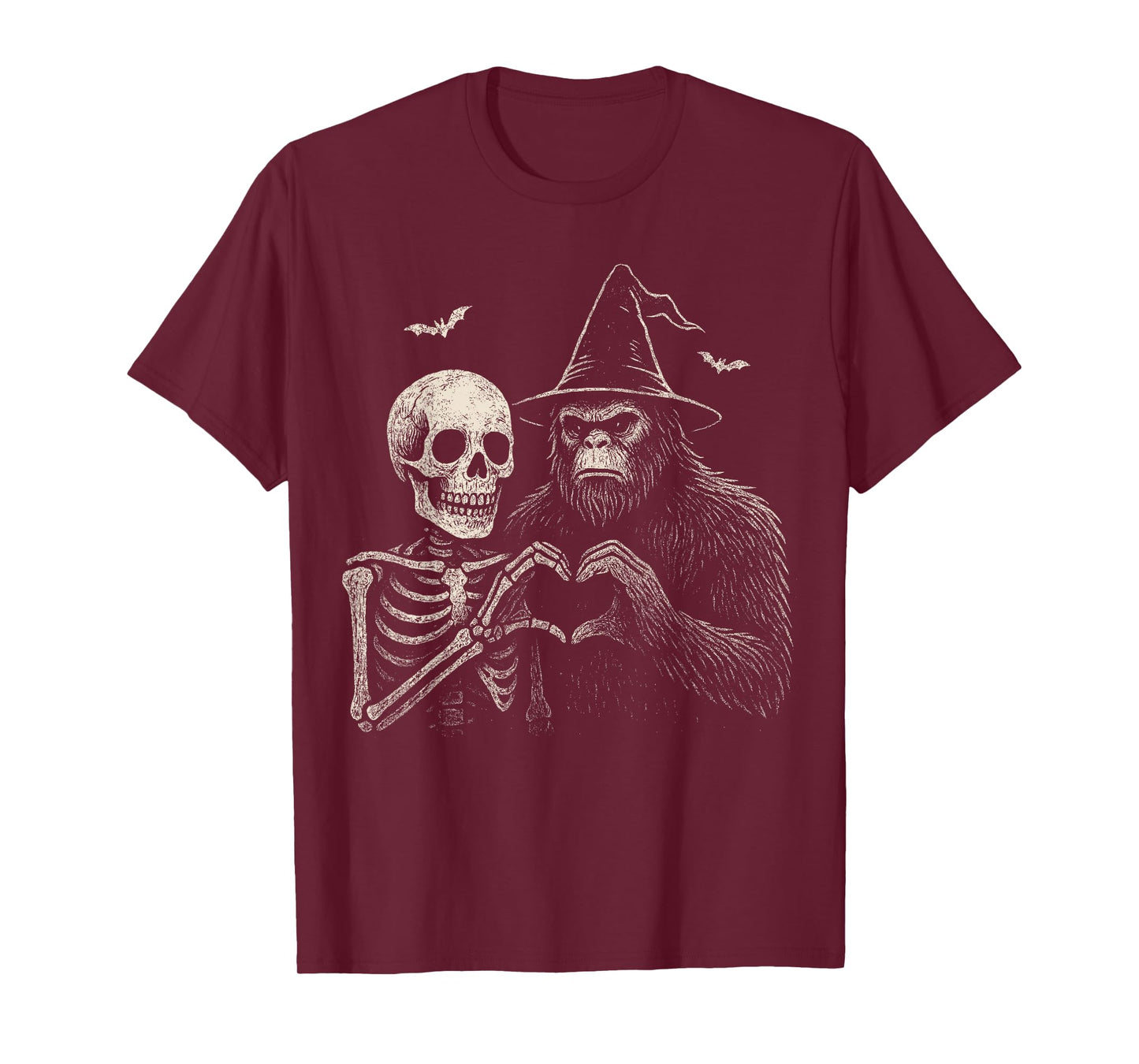 Funny Bigfoot Sasquatch Skeleton Halloween Love Men Spooky T-Shirt