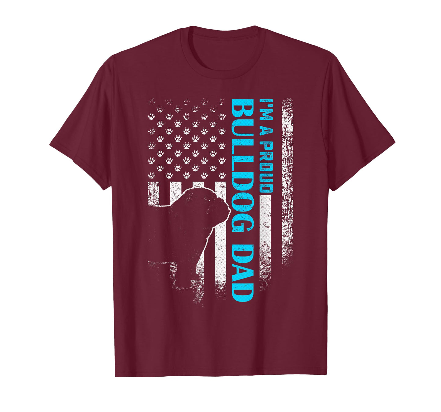 Vintage USA American Flag I'm A Proud English Bulldog Dad T-Shirt
