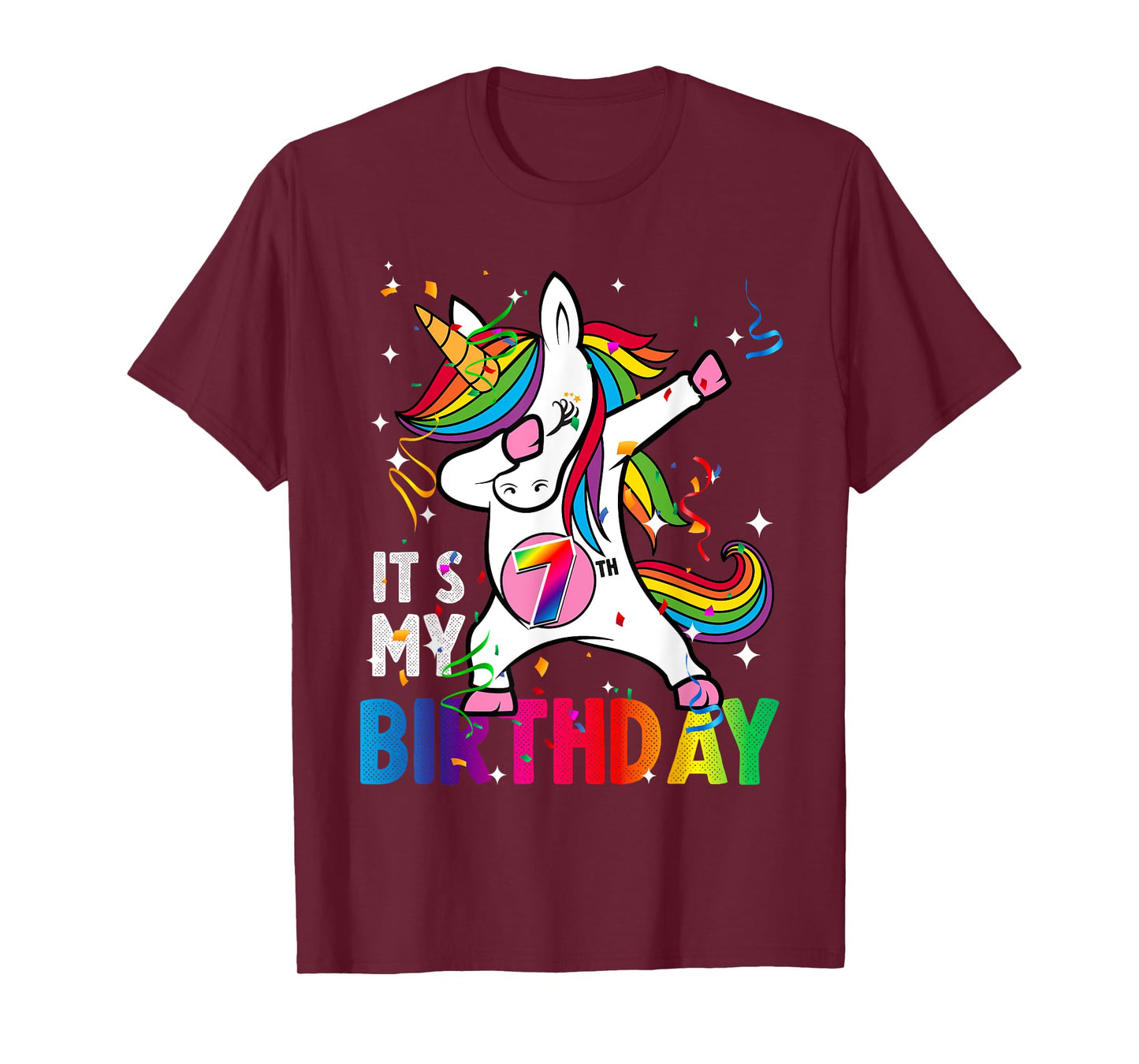 7 Years Old Girl Kid 7th Birthday Gift Dabbing Unicorn T-Shirt