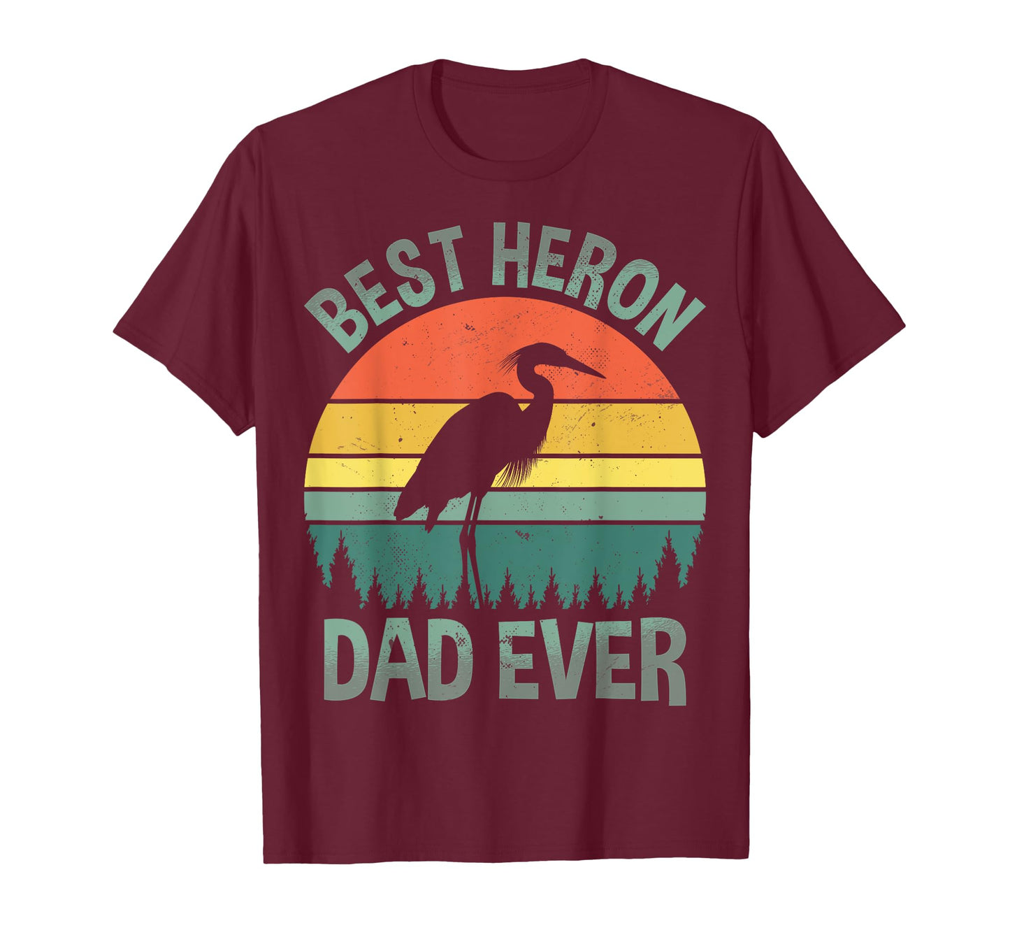 Best Heron Dad Ever - Retro Mens Blue Heron Bird Lover Dad T-Shirt