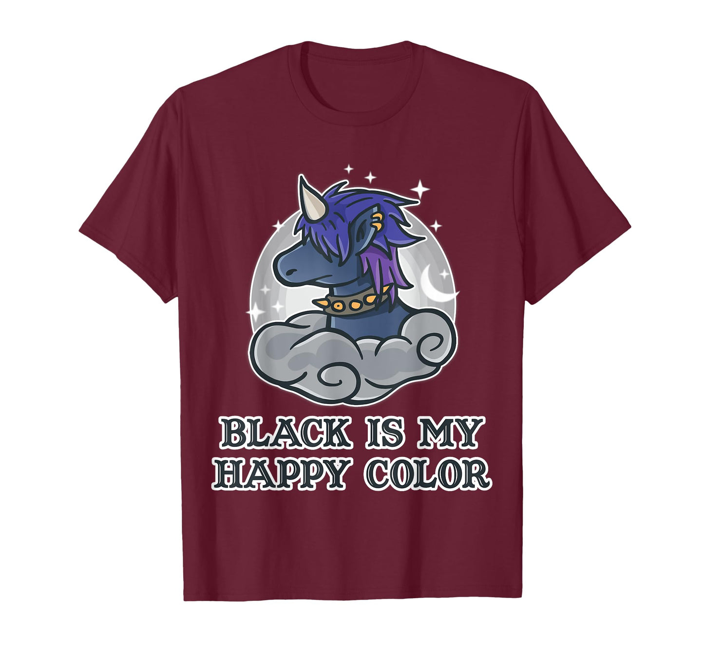 Black Is My Happy Colour Kawaii Pastel Goth Unicorn Nerd T-Shirt