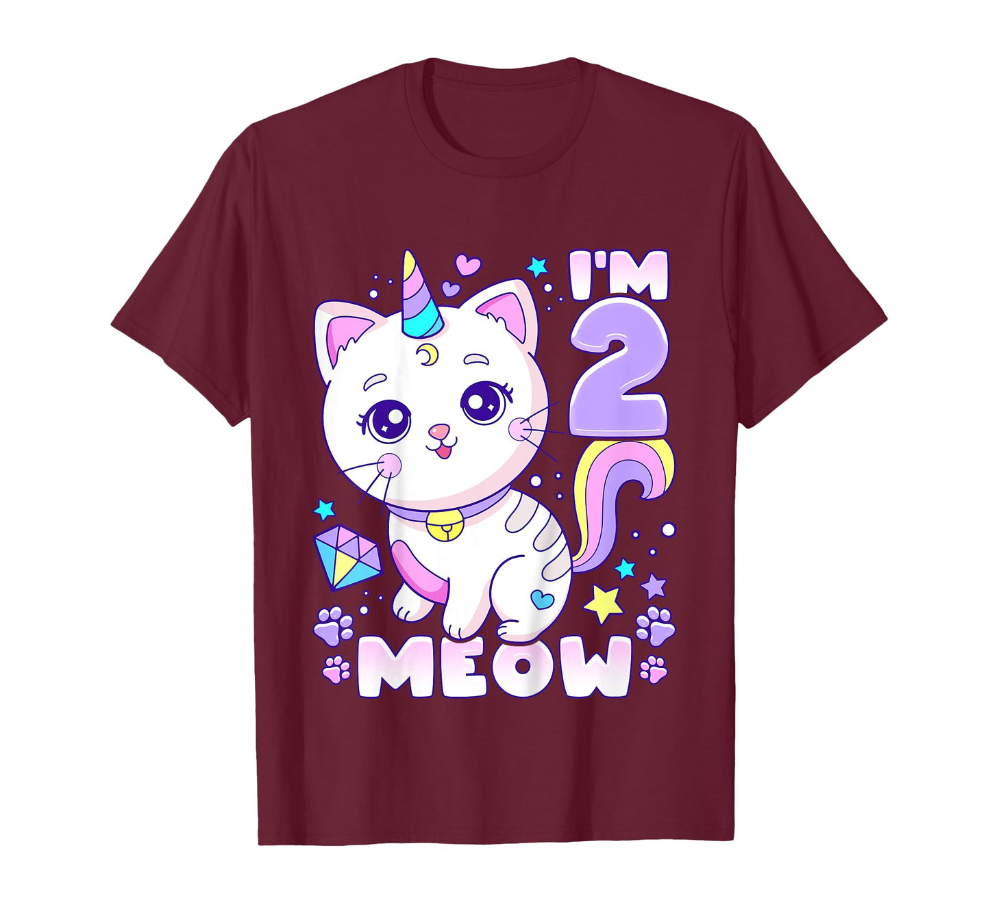 Birthday girl 2 years old, cat, unicorn, 2nd birthday T-Shirt