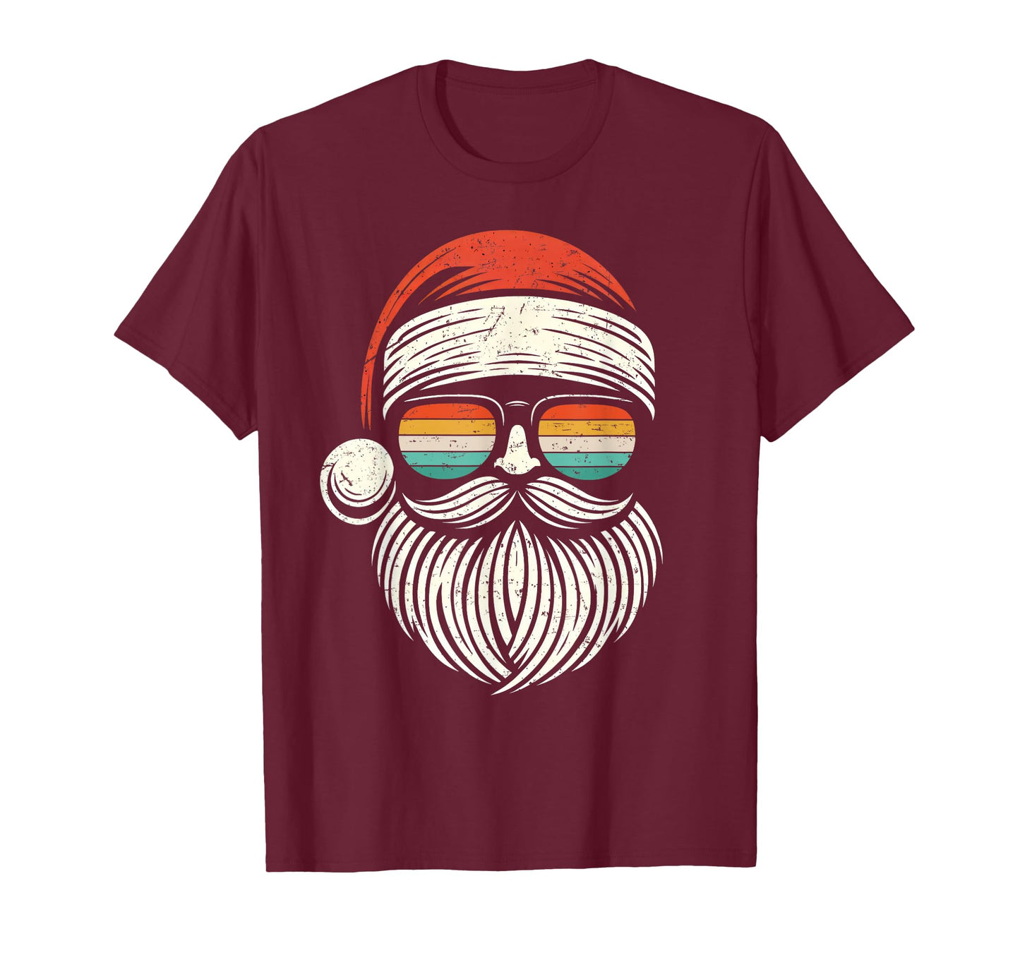 Christmas Santa Face Retro Sunglasses Xmas Men Women Kids T-Shirt