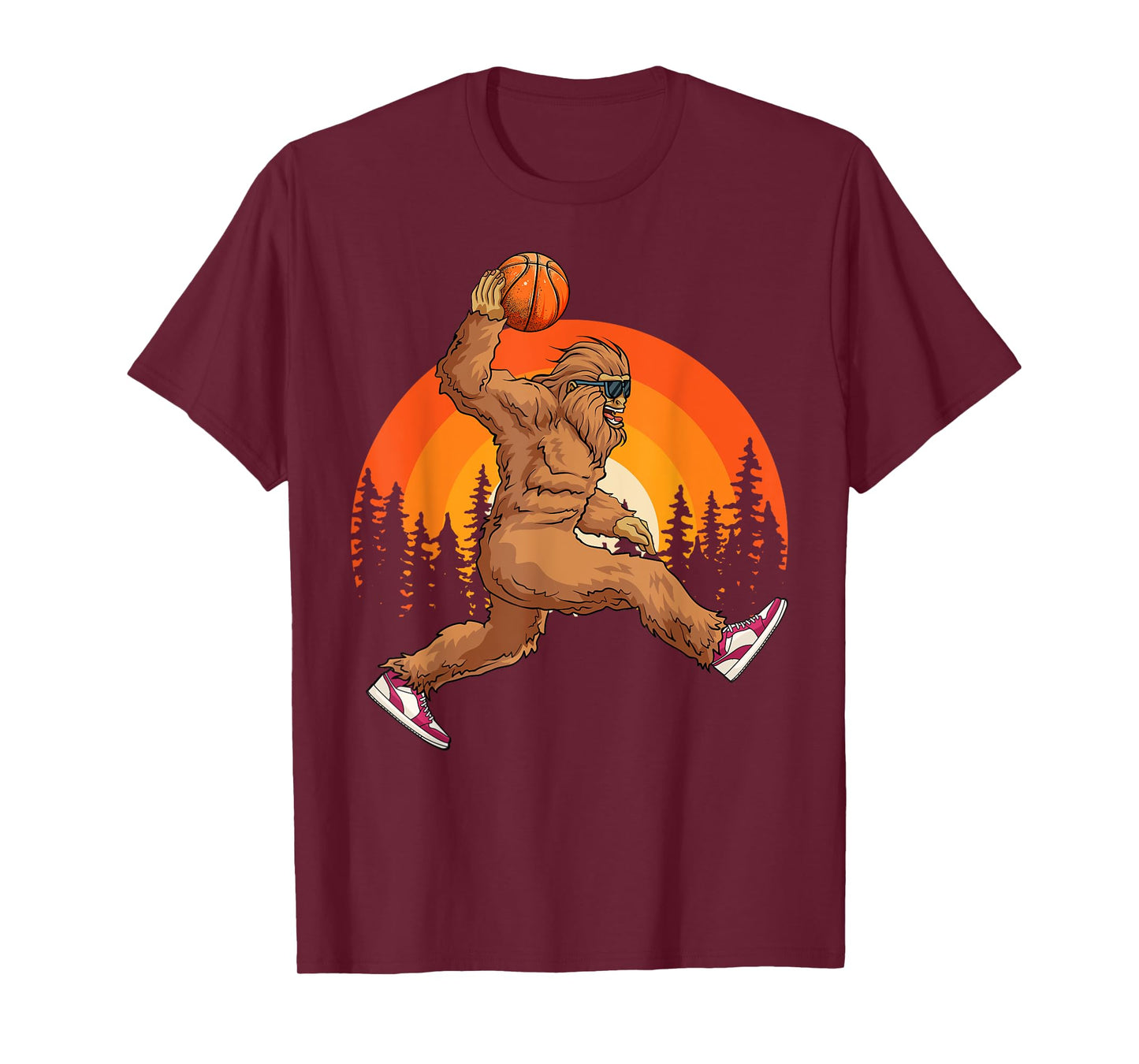 Bigfoot Basketball Vintage Retro Baller Sasquatch Big Foot T-Shirt