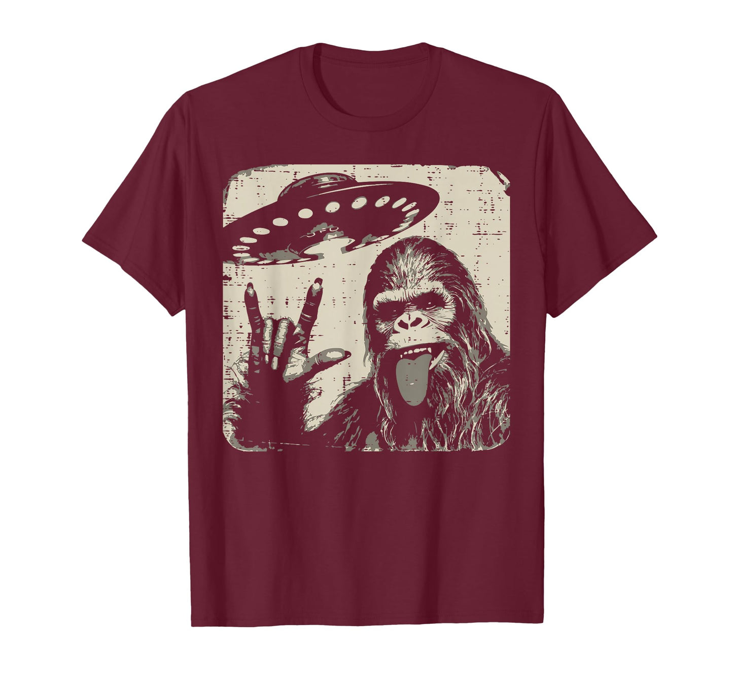 Sasquatch Rocker Ufo Selfie Funny Bigfoot Rock Boys Kids Men T-Shirt