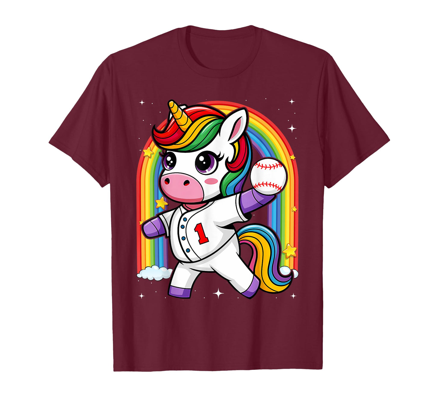 Unicorn Baseball Rainbow Baseball Lover I Unicorn Baseball T-Shirt
