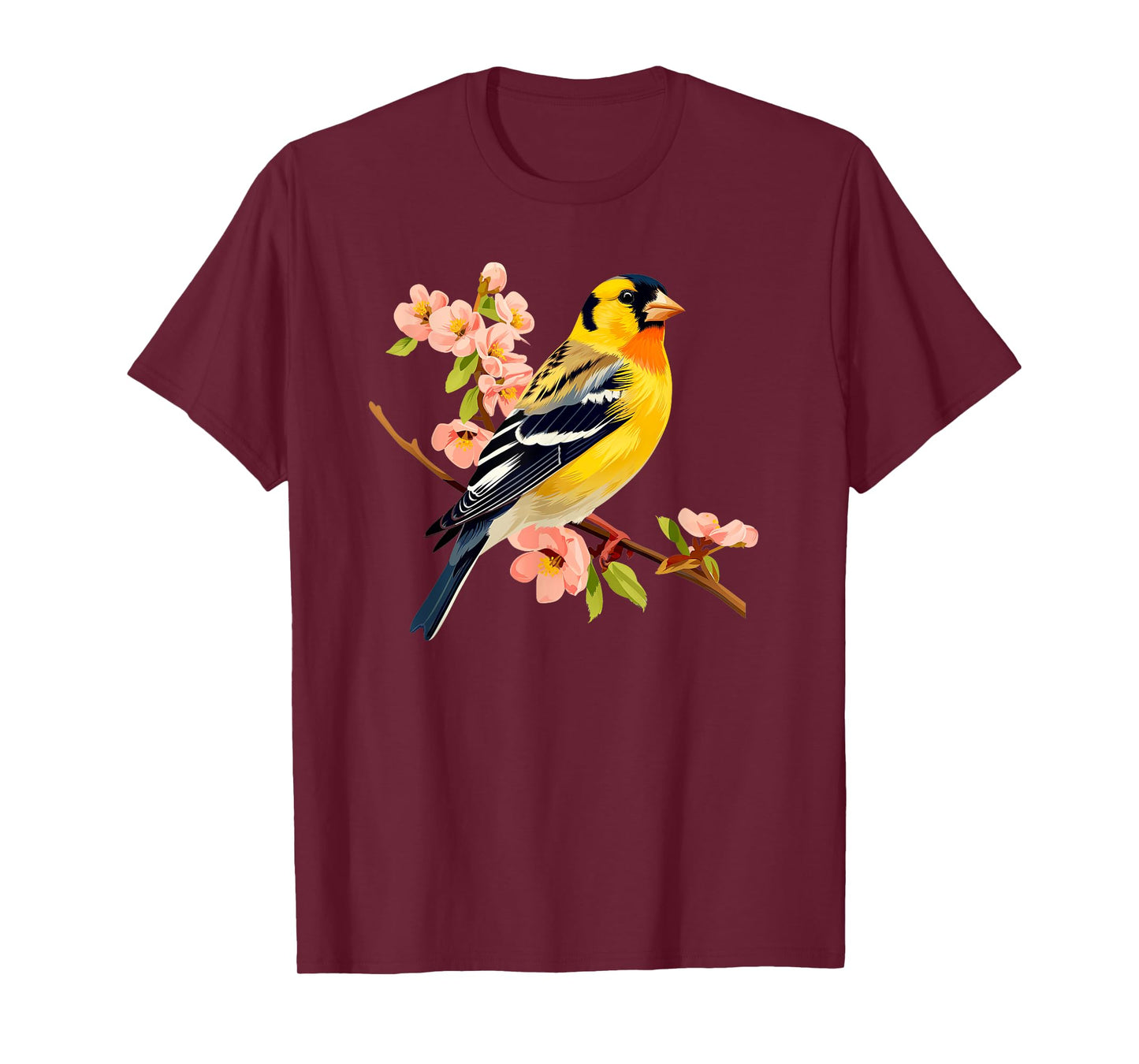 Cute Yellow Goldfinch Floral American GoldFinch T-Shirt