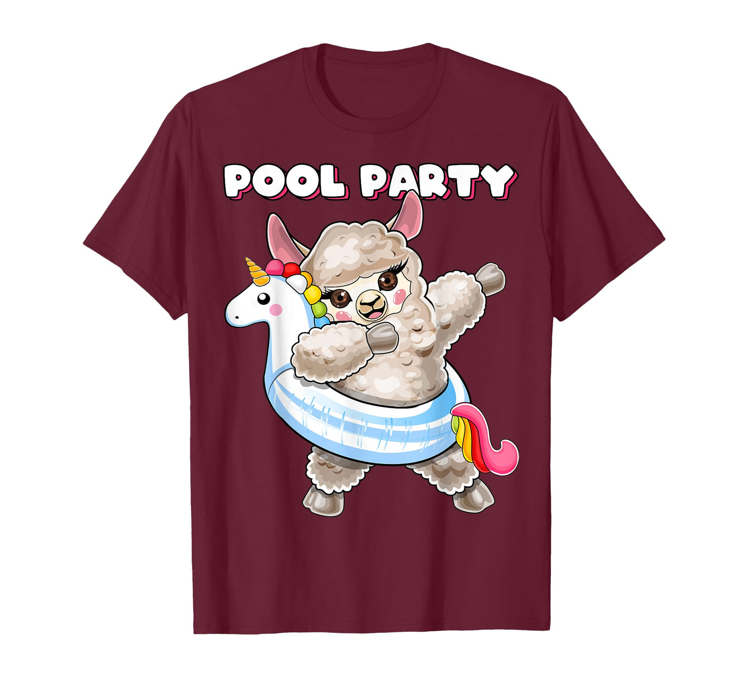 Pool Party Unicorn Float Dabbing Llama Girls Women Summer T-Shirt