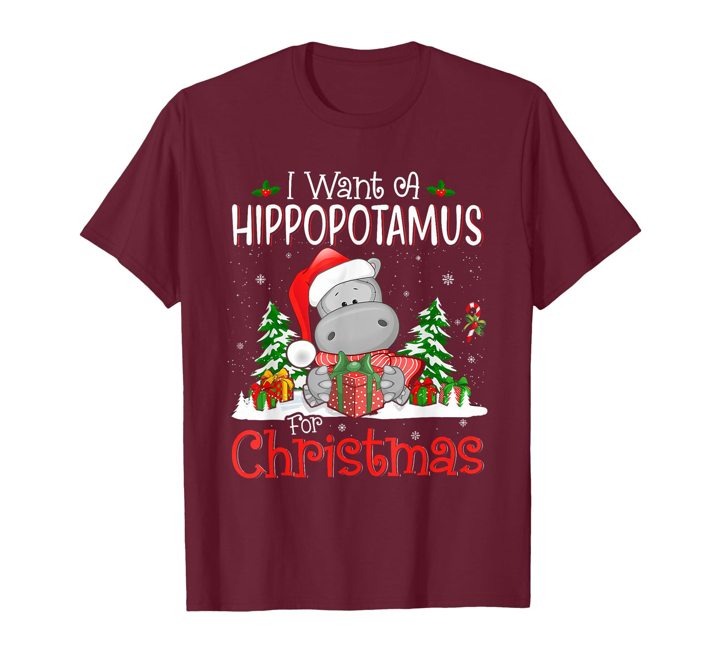 I Want A Hippopotamus For Christmas Xmas Hippo for Kid Women T-Shirt