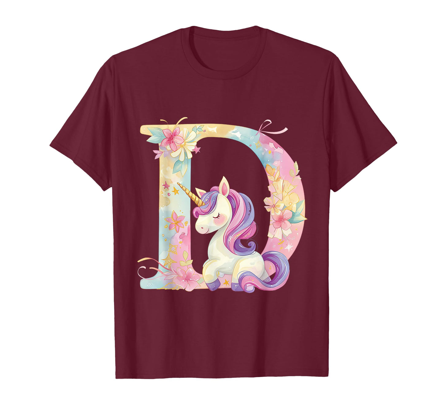 D Initial Letter Alphabet Unicorn Birthday Outfit Monogram D T-Shirt