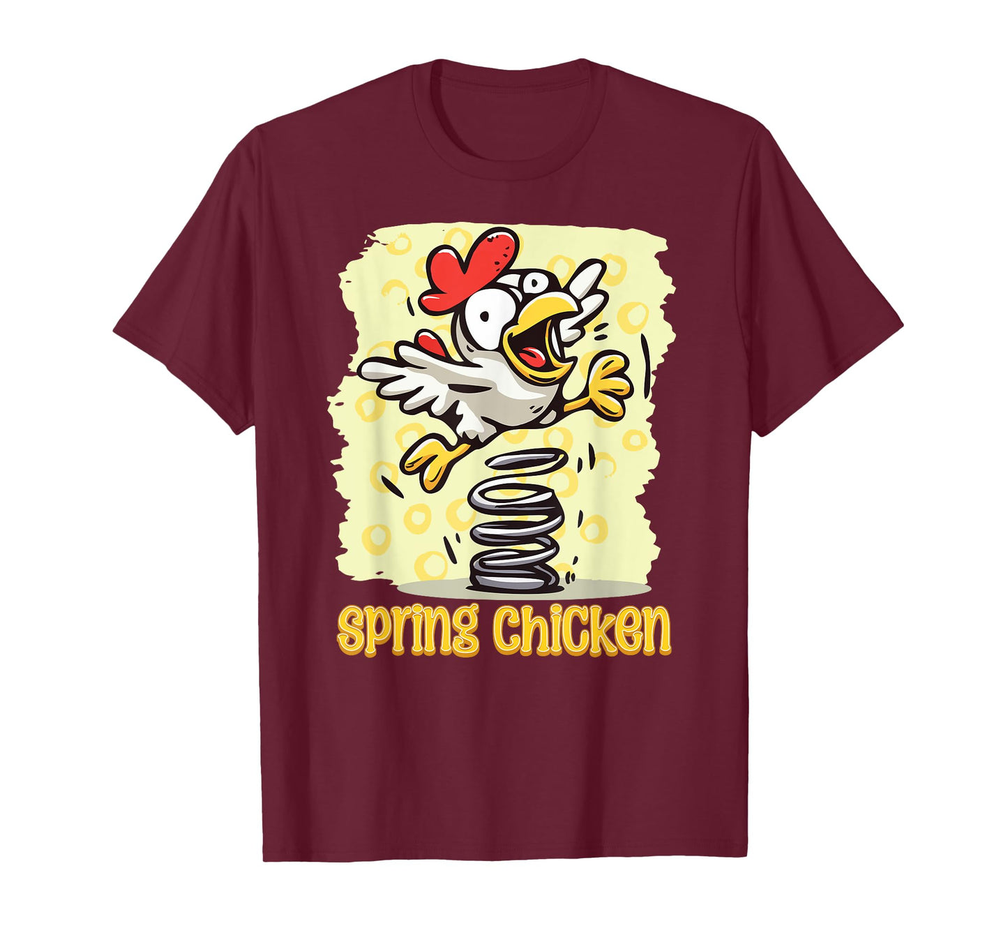 Spring Chicken Bouncy Flying Funny Gag Cartoon T-Shirt