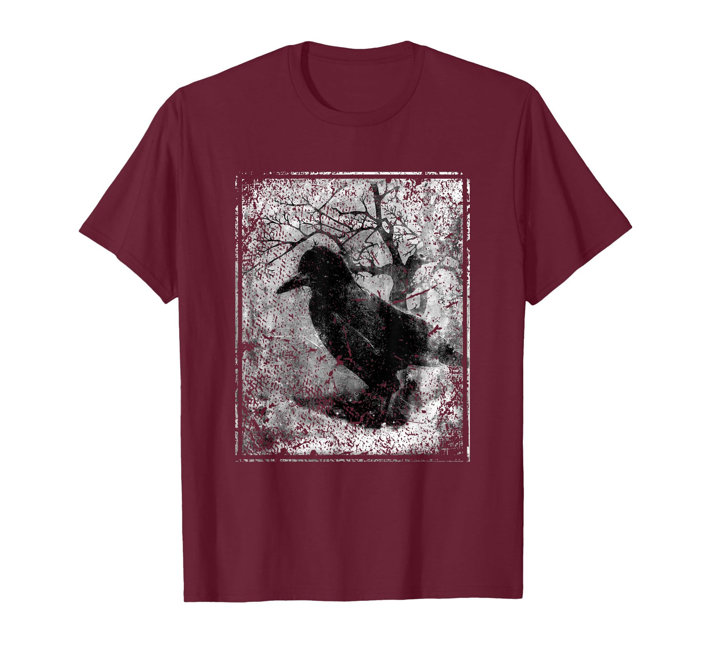 Black Crow on Tree- Vintage Dark Art Occult Aesthetics T-Shirt