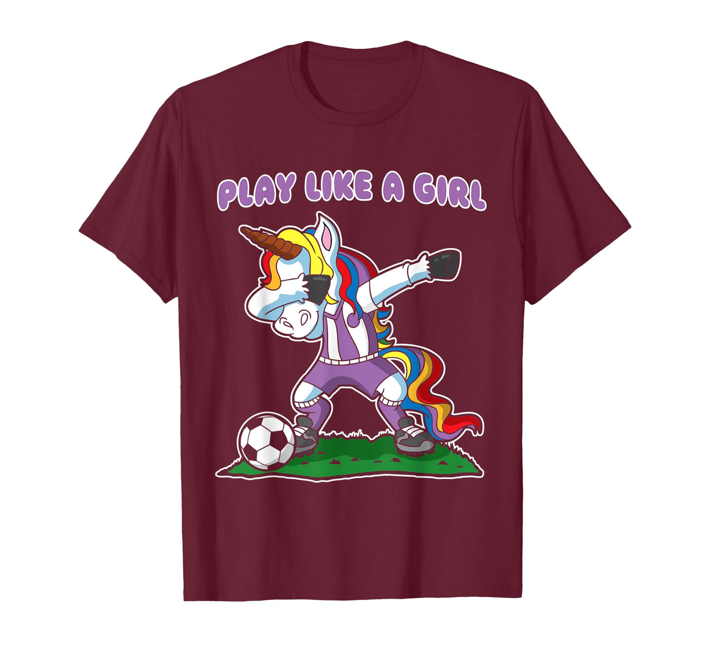 Soccer Unicorn Play Like A Girl Womens Kids Girls Gift T-Shirt