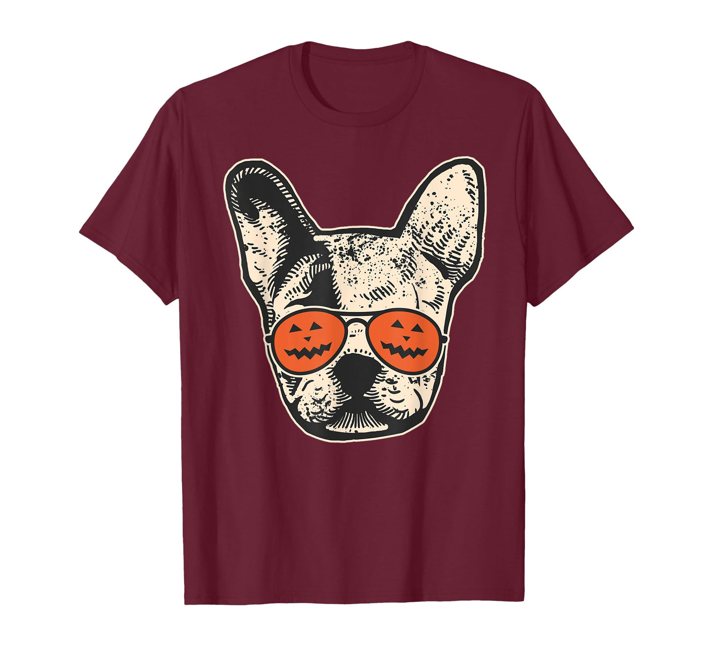 Frenchie in Pumpkin Sunglasses - French Bulldog Halloween T-Shirt