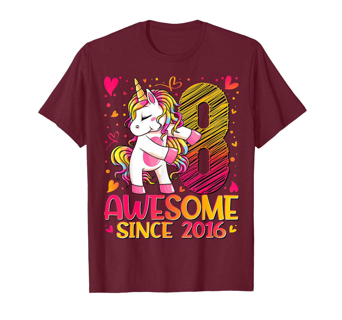 8 Years Old Flossing Unicorn Gifts 8th Birthday Girl Party T-Shirt