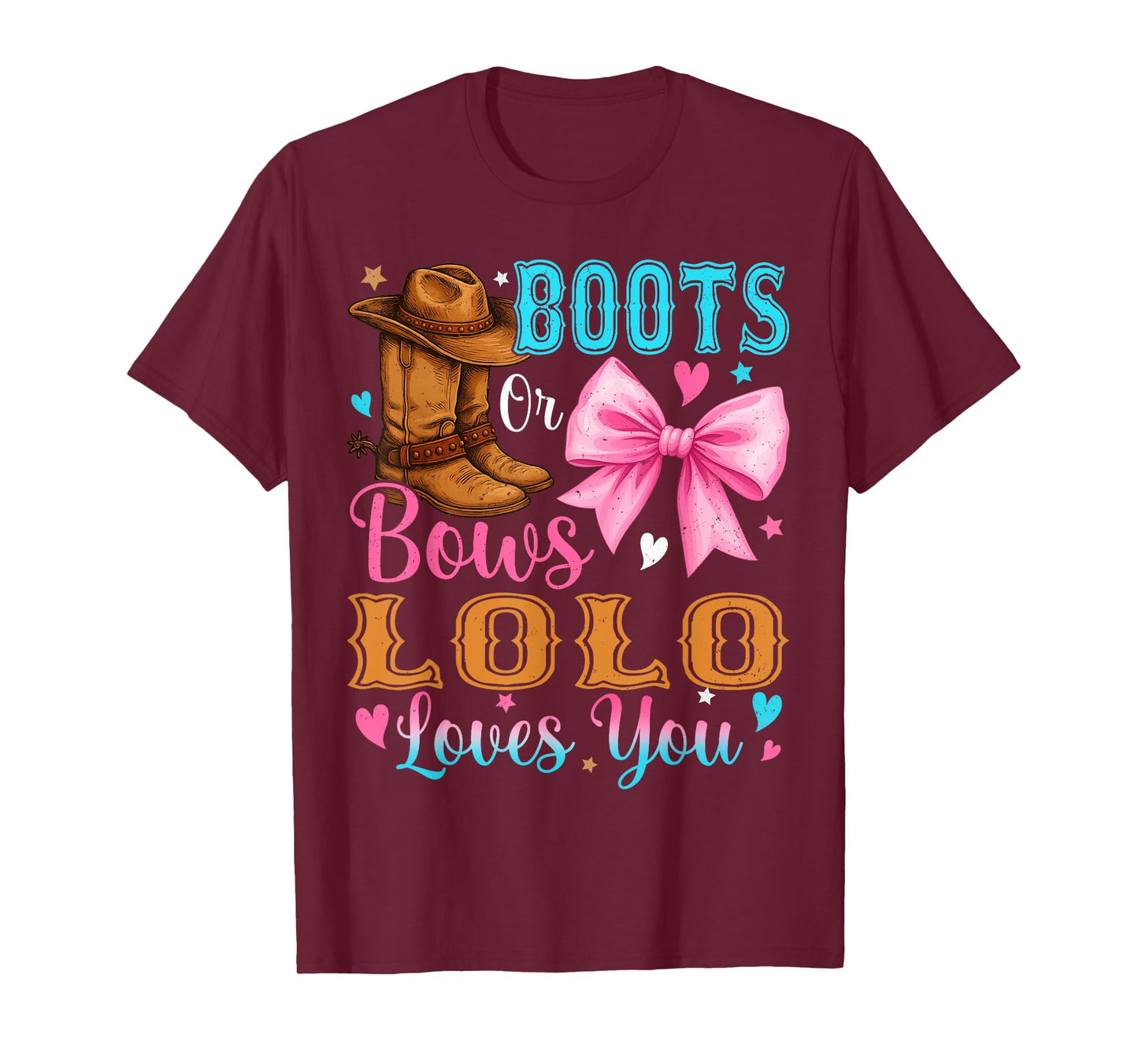 Boots or Bows Lolo Loves You Gender Reveal Family T-Shirt
