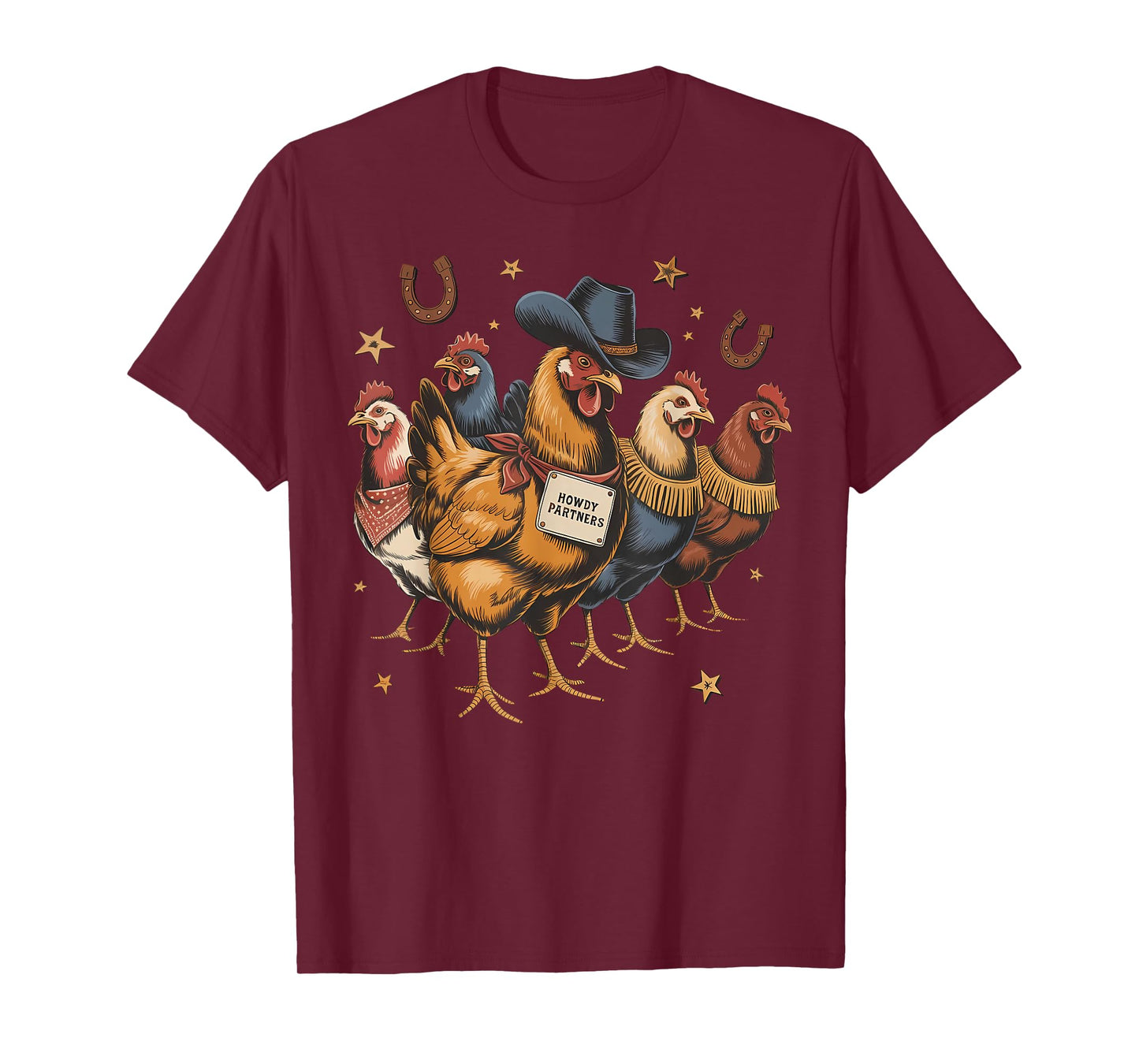 Howdy Partners Chicken Western Cowboy Rodeo Farm Animal T-Shirt