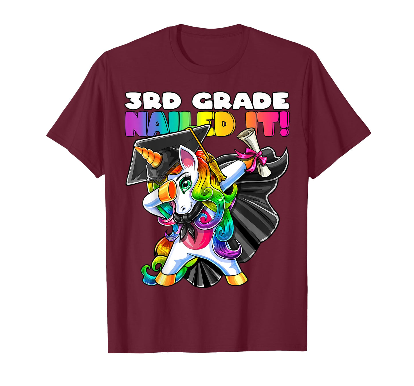 Dabbing Unicorn 3rd Grade Graduation Cap Gown Gift Girls T-Shirt