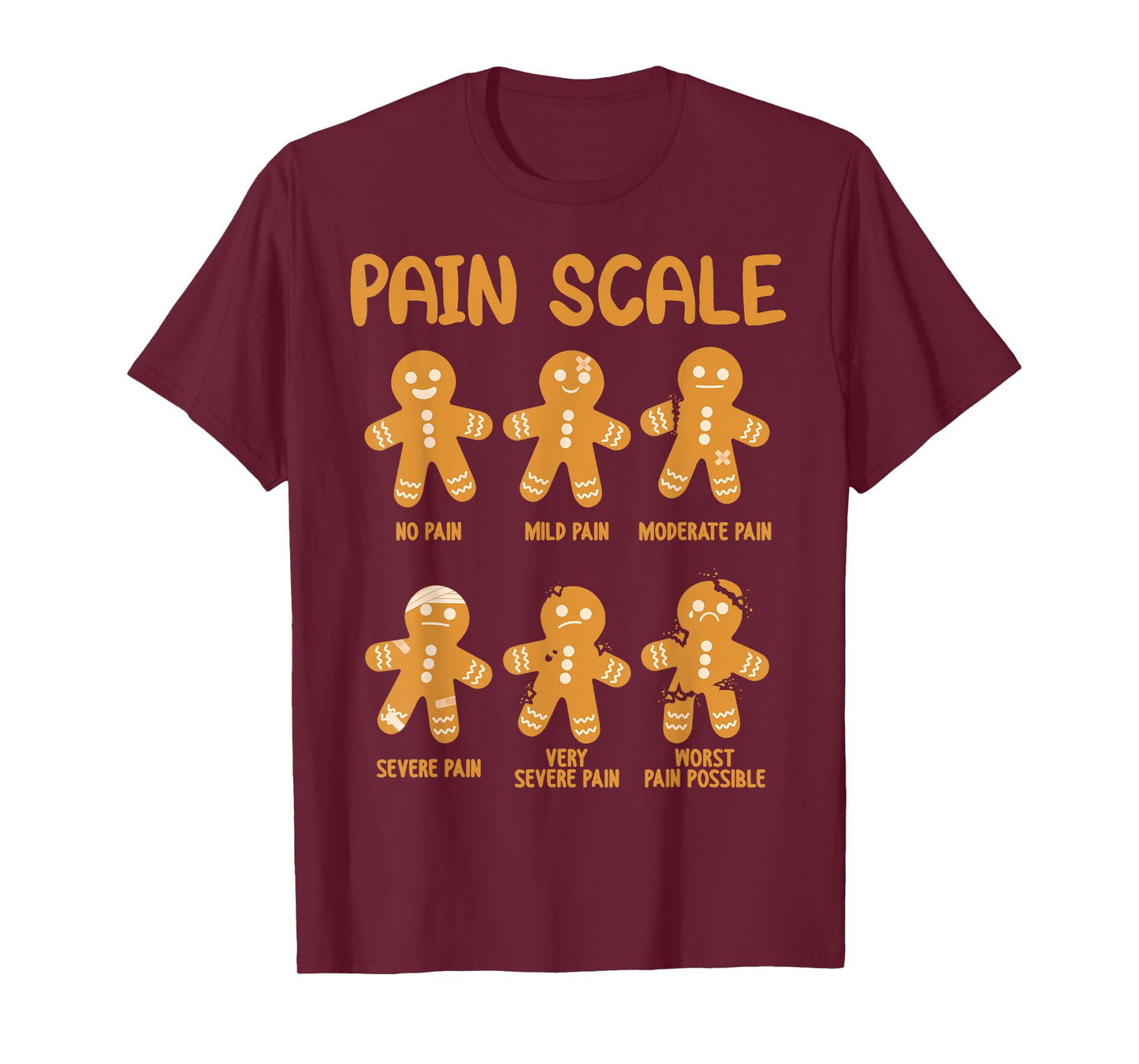 Nurse Christmas Pain Scale Assessment RN ER Gingerbread Man T-Shirt