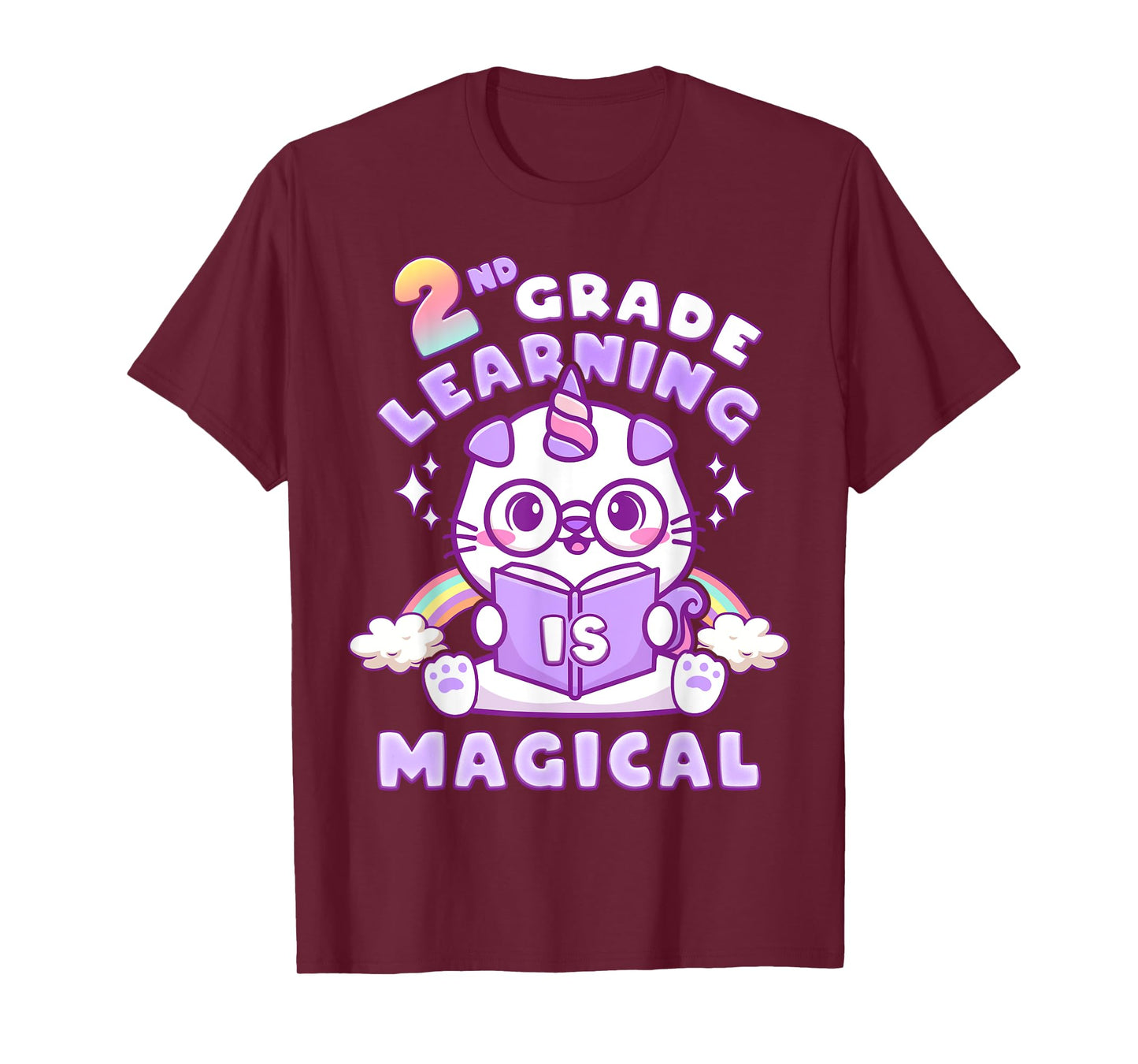 Back To School First Day of 2nd Grade Girl Unicorn Cat T-Shirt