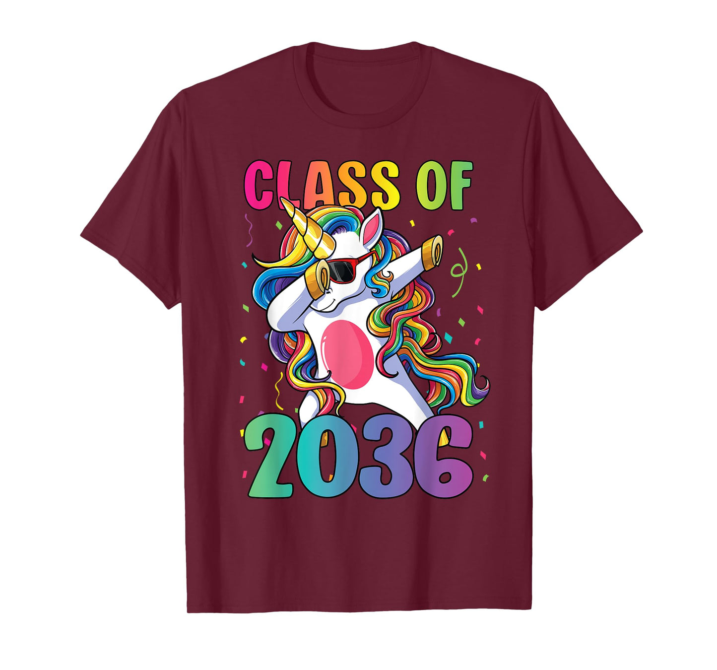 Class of 2036 Shirt Girls Kids Dabbing Unicorn Grow With Me T-Shirt