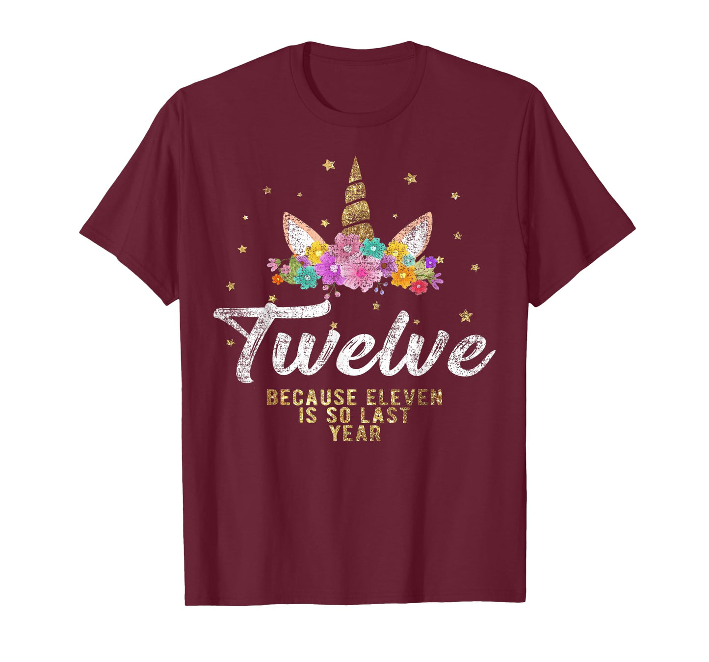 Unicorn Birthday Girl T Shirt For 12 Years Old Tee Gift 12th T-Shirt