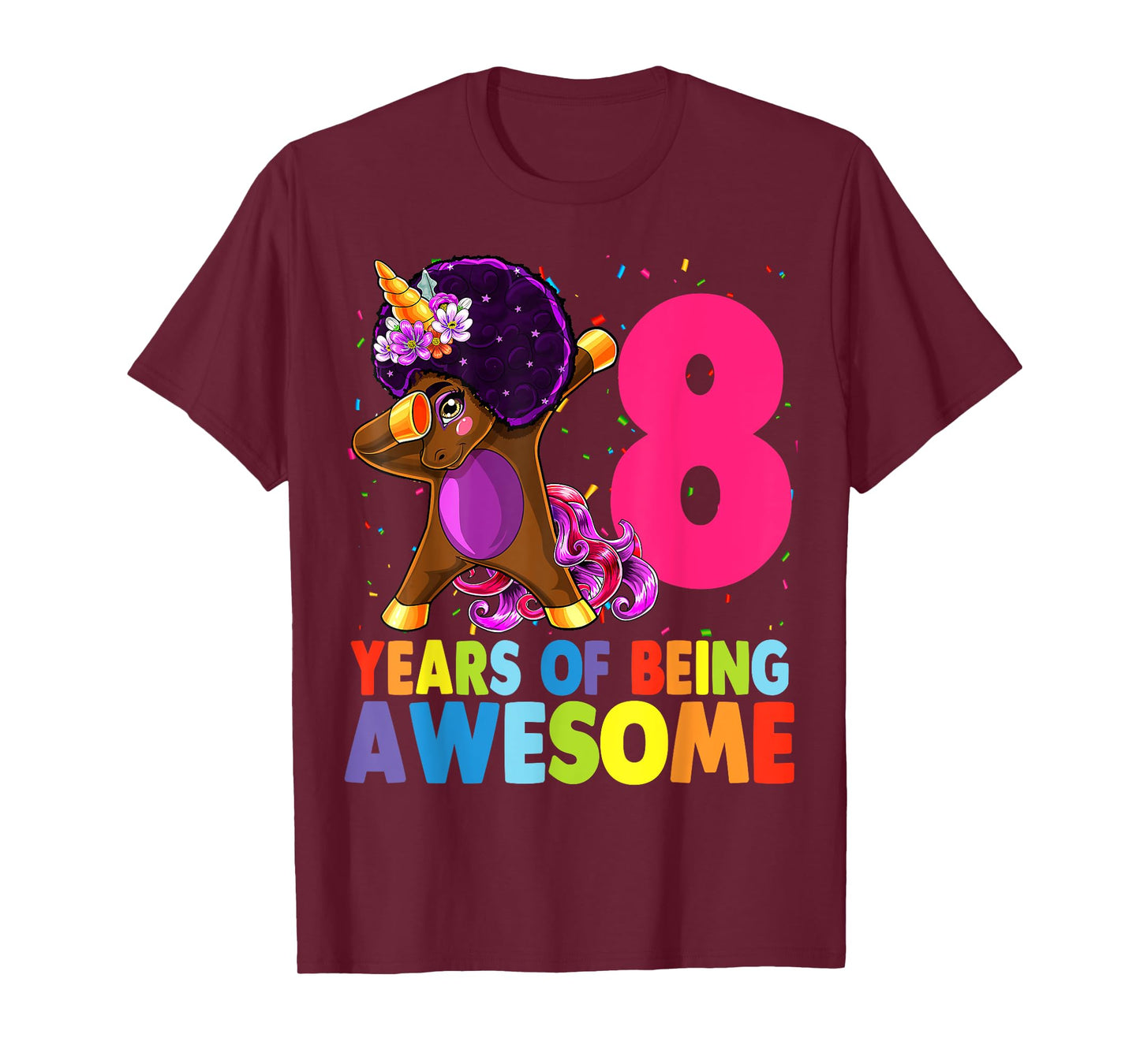 8th Birthday Dabbing Unicorn Afro Party Gift 8 Years Old T-Shirt