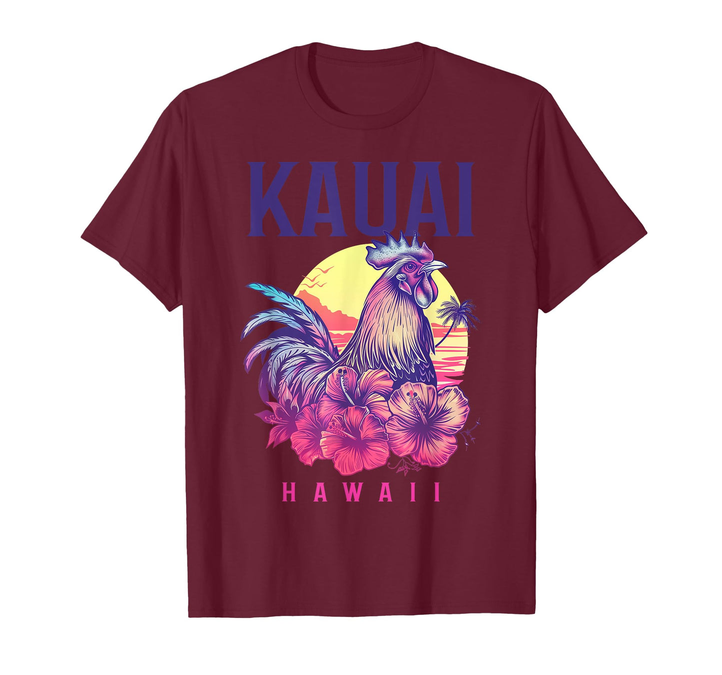 Kauai Hawaii Chicken Hawaiian Hibiscus Flowers Vintage T-Shirt