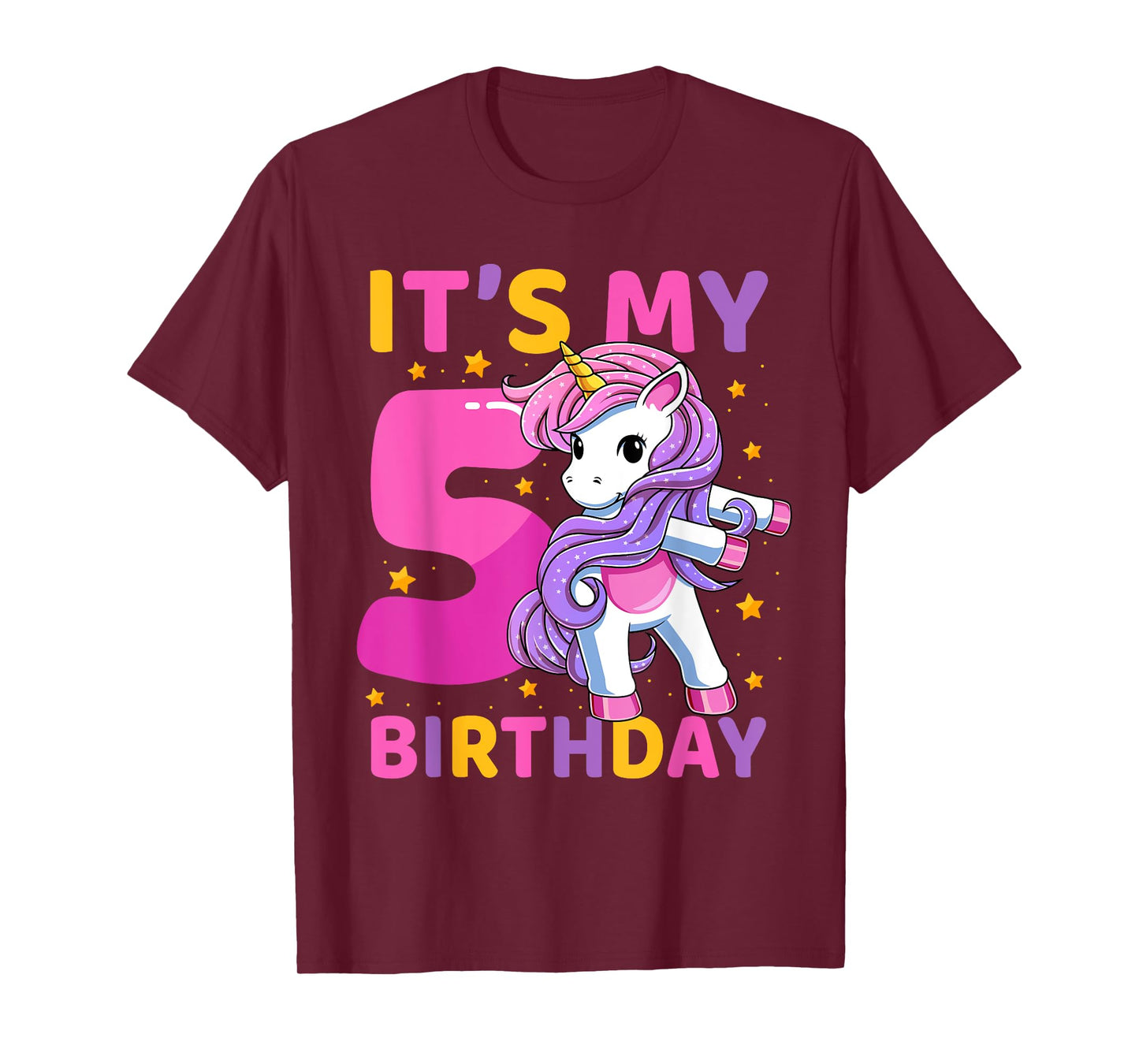 5 Years Old Unicorn Flossing 5th Birthday Party Girls Kids T-Shirt