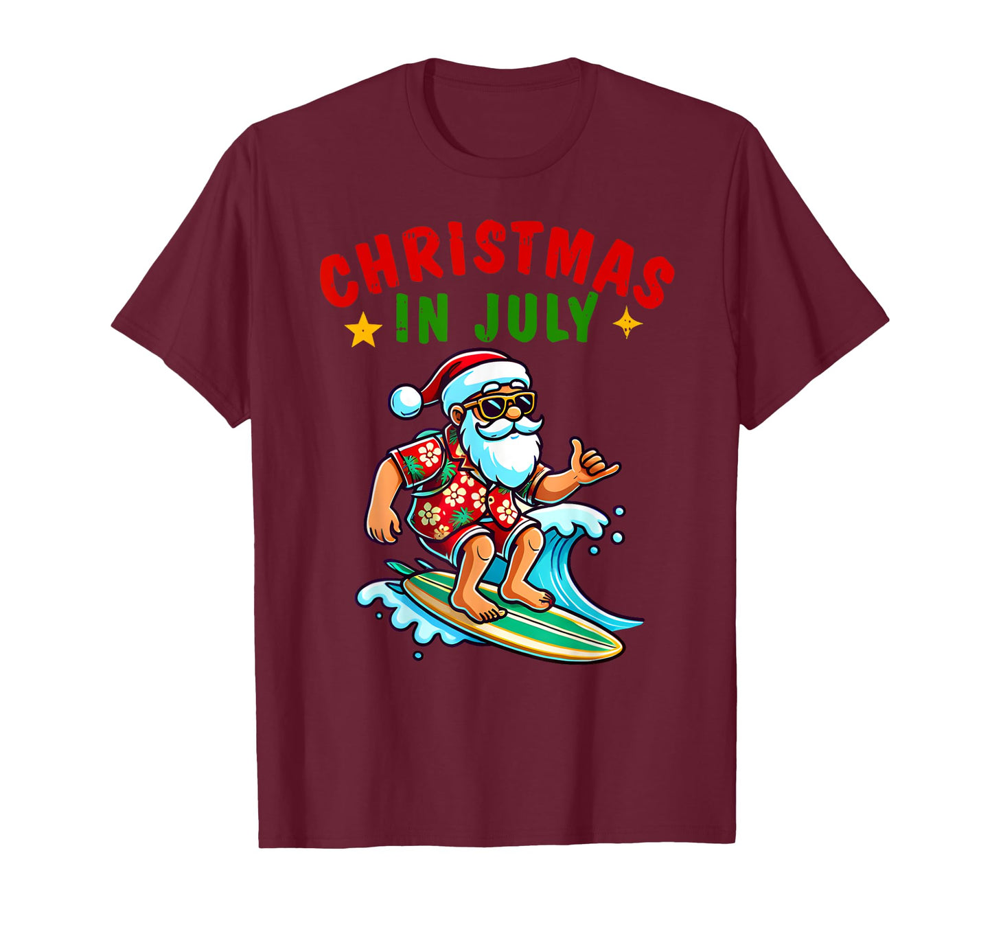 Christmas In July Shirt Boys Kids Santa Surfing Summer Xmas T-Shirt