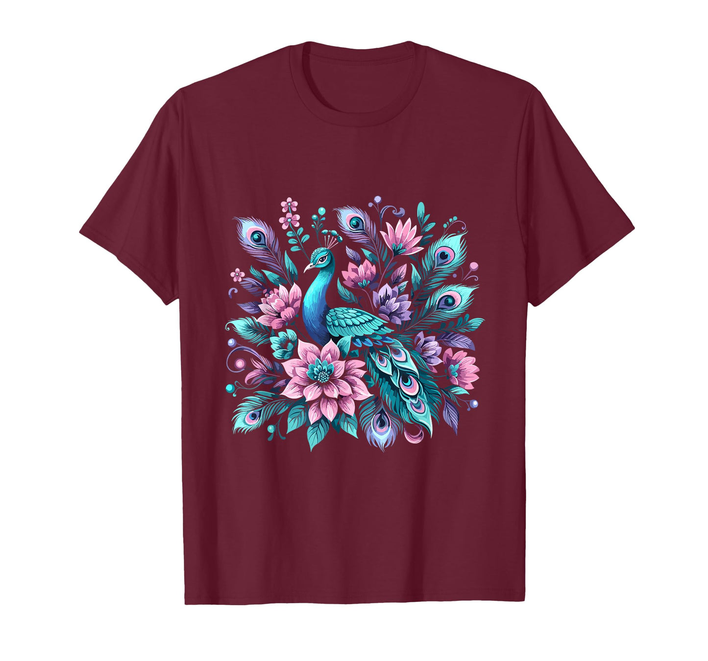 Beautiful Floral Flower Peacock T-Shirt