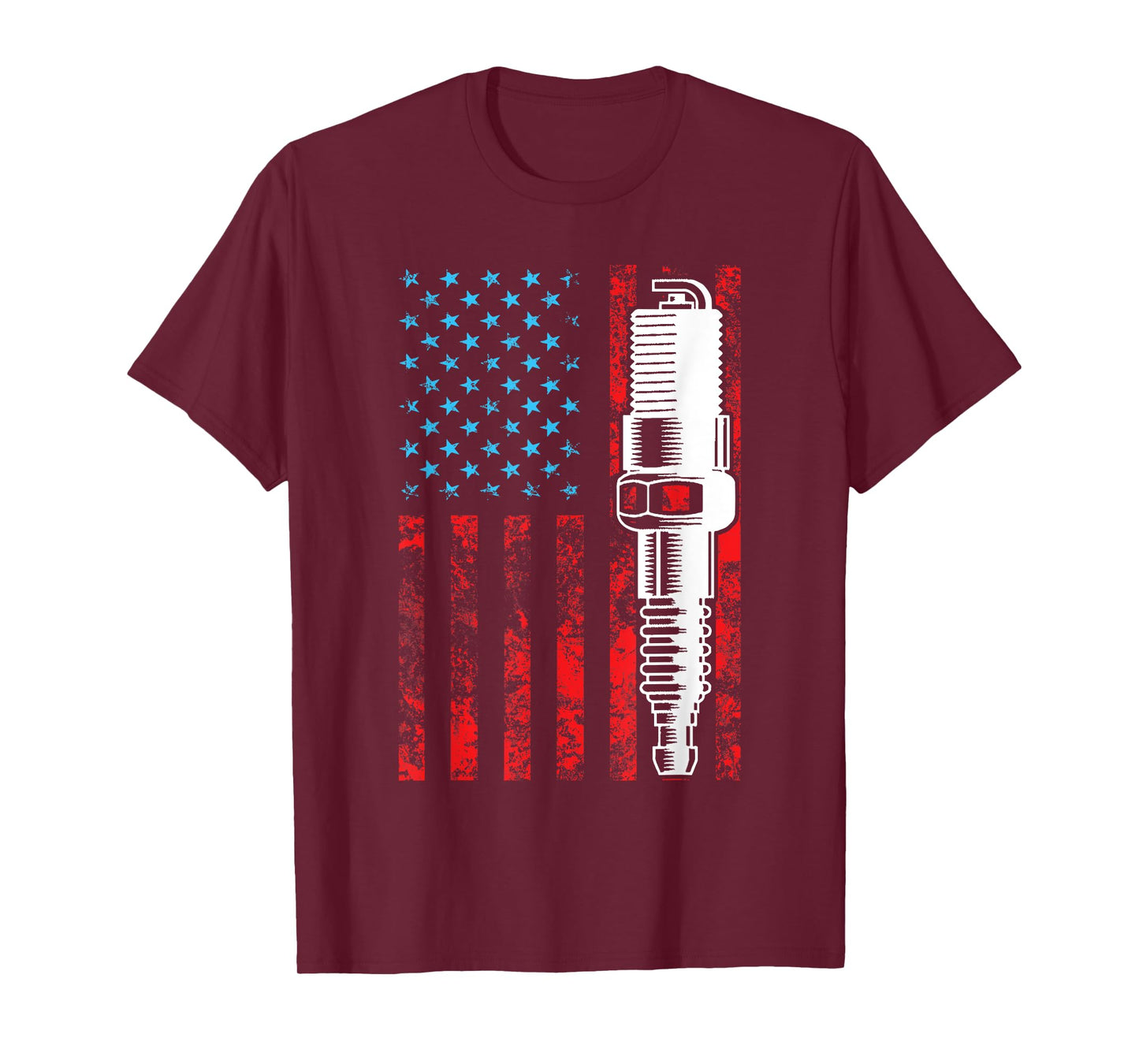 American Flag Spark Plug - Vintage Car Lover USA T-Shirt