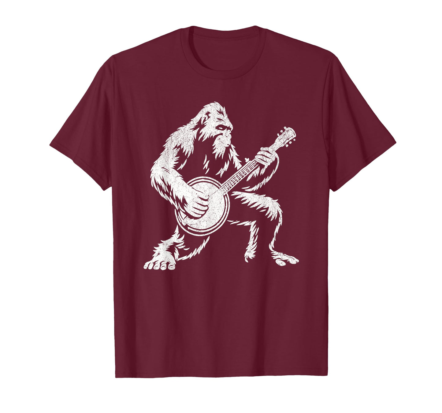 Funny Bigfoot Sasquatch Playing Banjo Bluegrass Music Lover T-Shirt