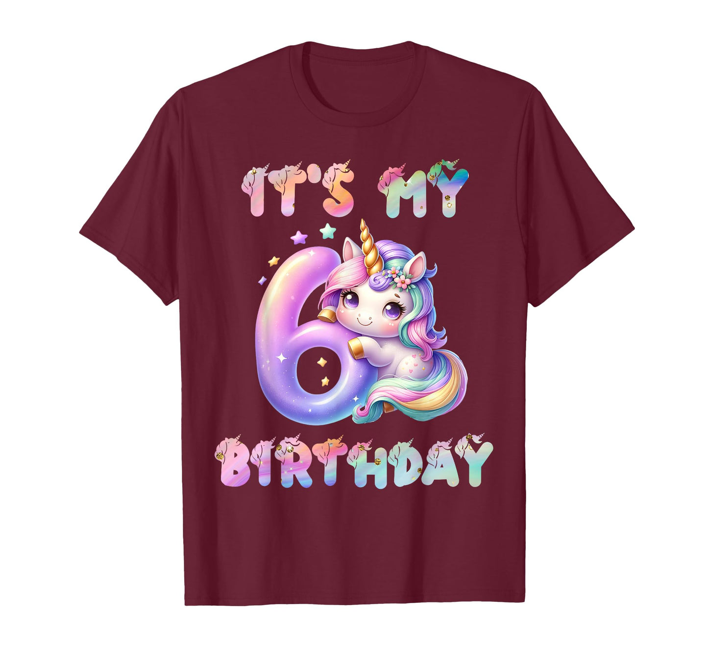 6 Year Old Unicorn Gifts For Girls 6th Birthday Girl Party T-Shirt