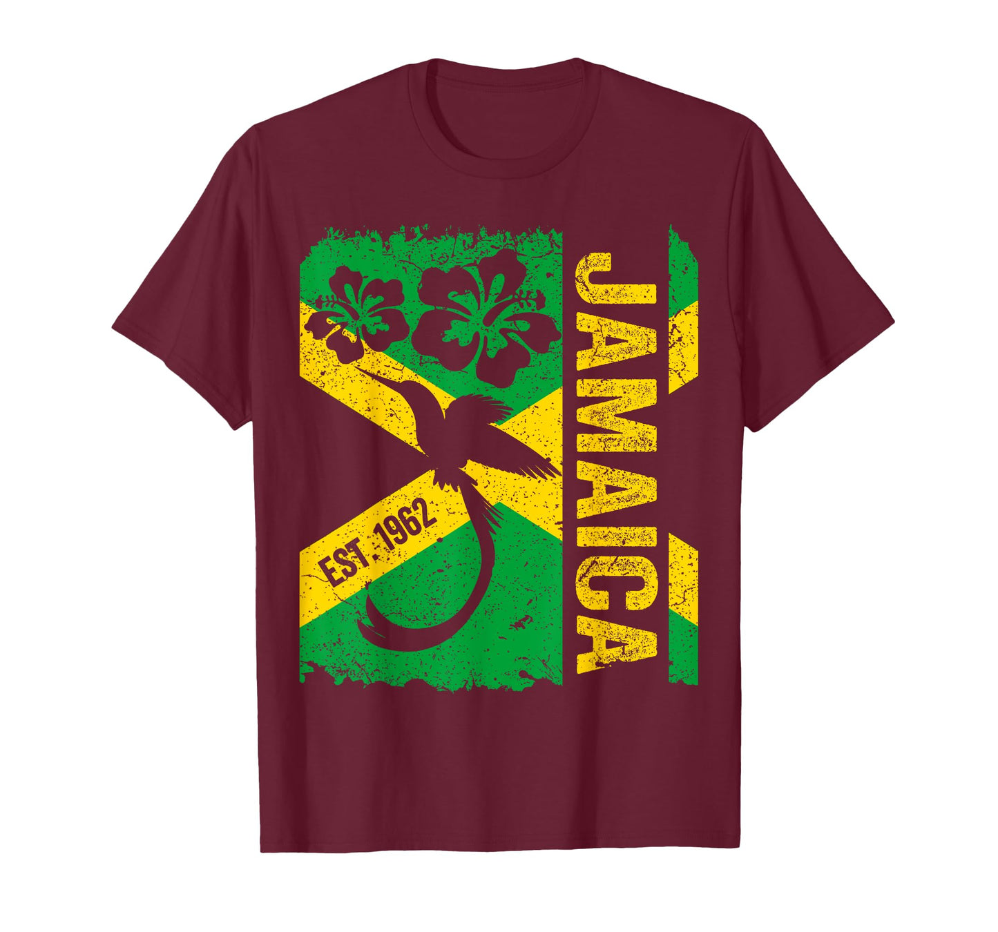 Jamaica Doctor Bird 1962 Independence Distress Jamaican Flag T-Shirt